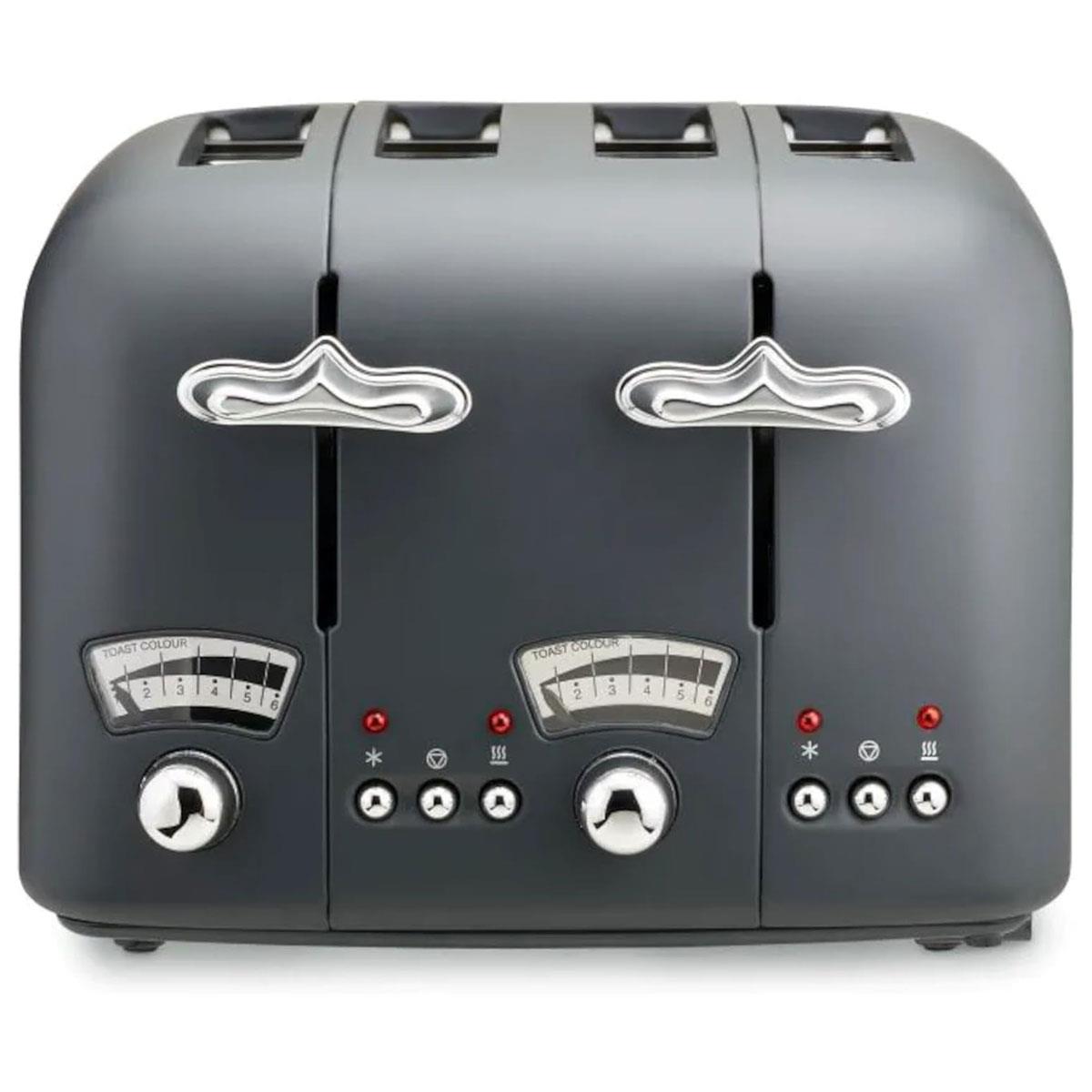 Delonghi Argento Flora 4 Slice Toaster Stainless Steel 1600 W Stainless Steel Grey with 6 Browning Levels Defrost Cancel & Warming Rack