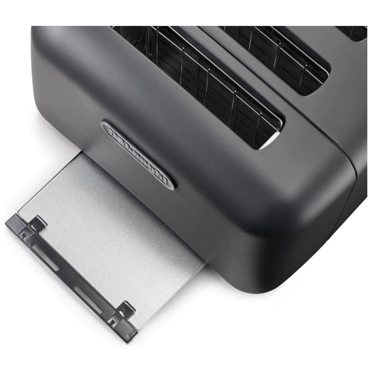 Delonghi Argento Flora 4 Slice Toaster Stainless Steel 1600 W Stainless Steel Grey with 6 Browning Levels Defrost Cancel & Warming Rack - Image 2