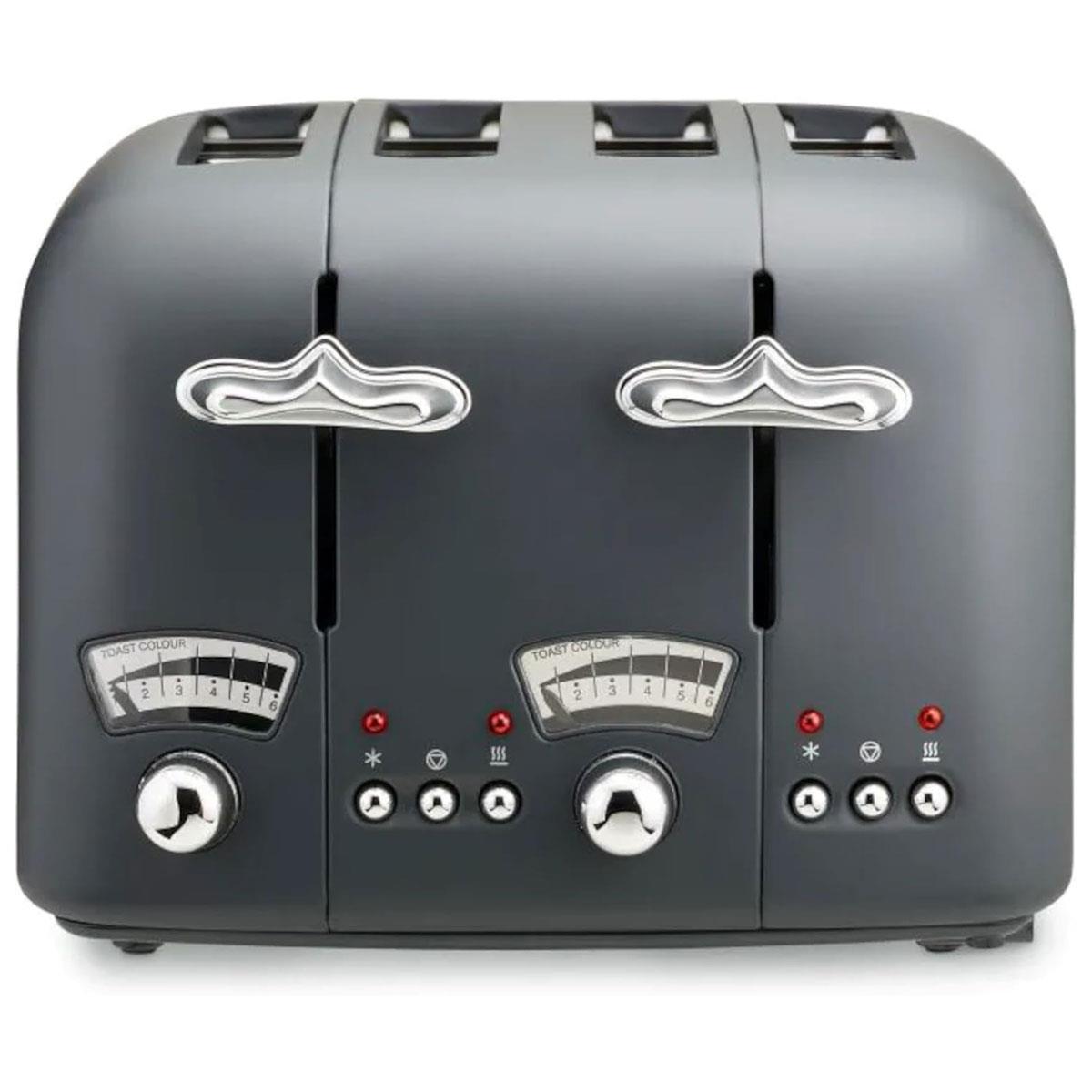 Delonghi Argento Flora 4 Slice Toaster Stainless Steel 1600 W Stainless Steel Grey with 6 Browning Levels Defrost Cancel & Warming Rack - Image 3