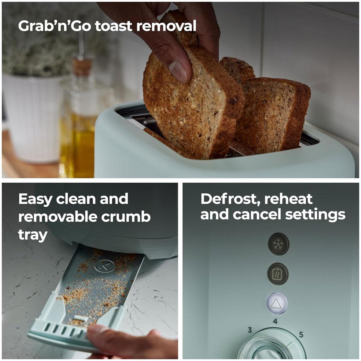 Kenwood Ripple 2 Slice Toaster 850W Eggshell Blue with 7 Browning Levels Defrost Reheat & Cancel Functions - Image 7