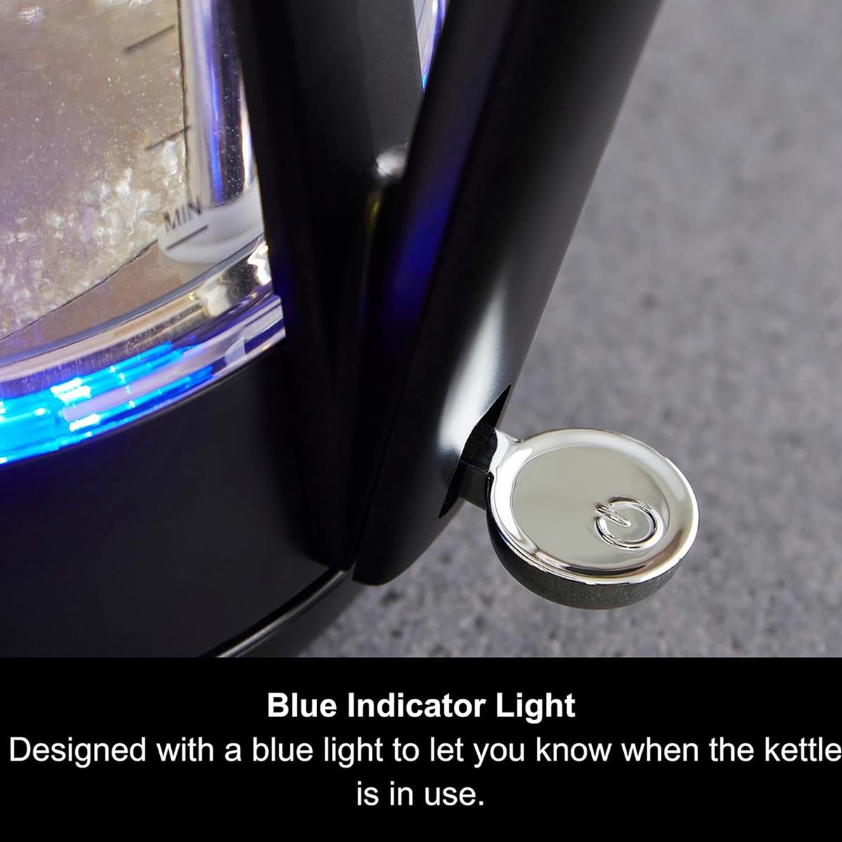 Morphy Richards Glass Electric Jug Kettle 1.7L 3000W Rapid Boil With Blue LED, 360° Base And Dry Boil Protection - Image 4