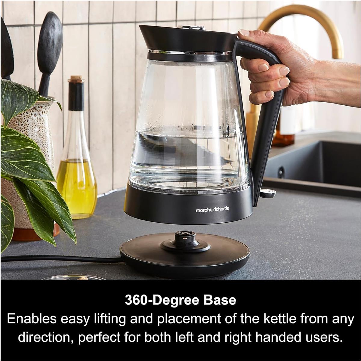 Morphy Richards Glass Electric Jug Kettle 1.7L 3000W Rapid Boil With Blue LED, 360° Base And Dry Boil Protection - Image 5