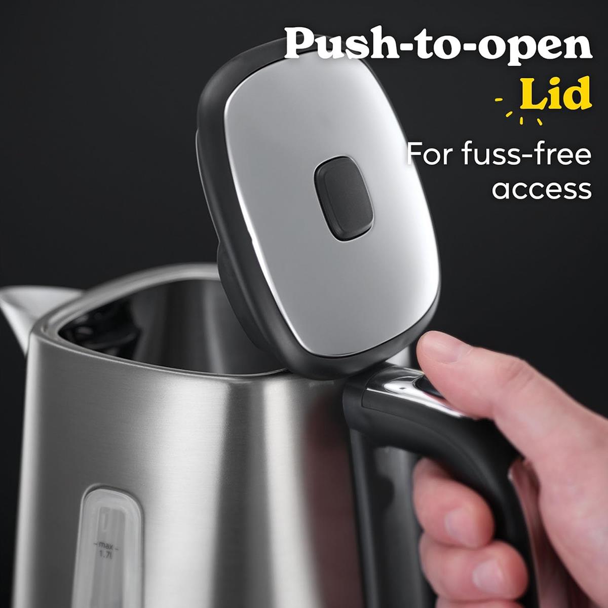 Russell Hobbs Luna Electric Kettle 1.7L Stainless Steel 3000W Quiet Rapid Boil With Copper Accents And Perfect Pour Spout - Image 4