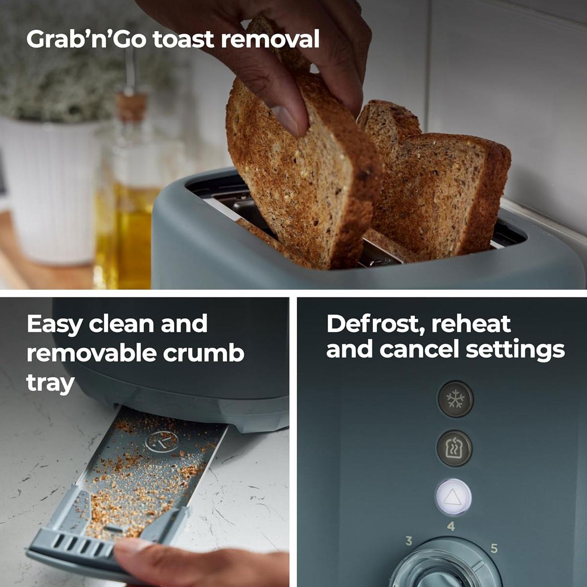 Kenwood Ripple 2 Slice Toaster 850W Storm Blue Grey with 7 Browning Levels Defrost Reheat & Cancel Functions - Image 7