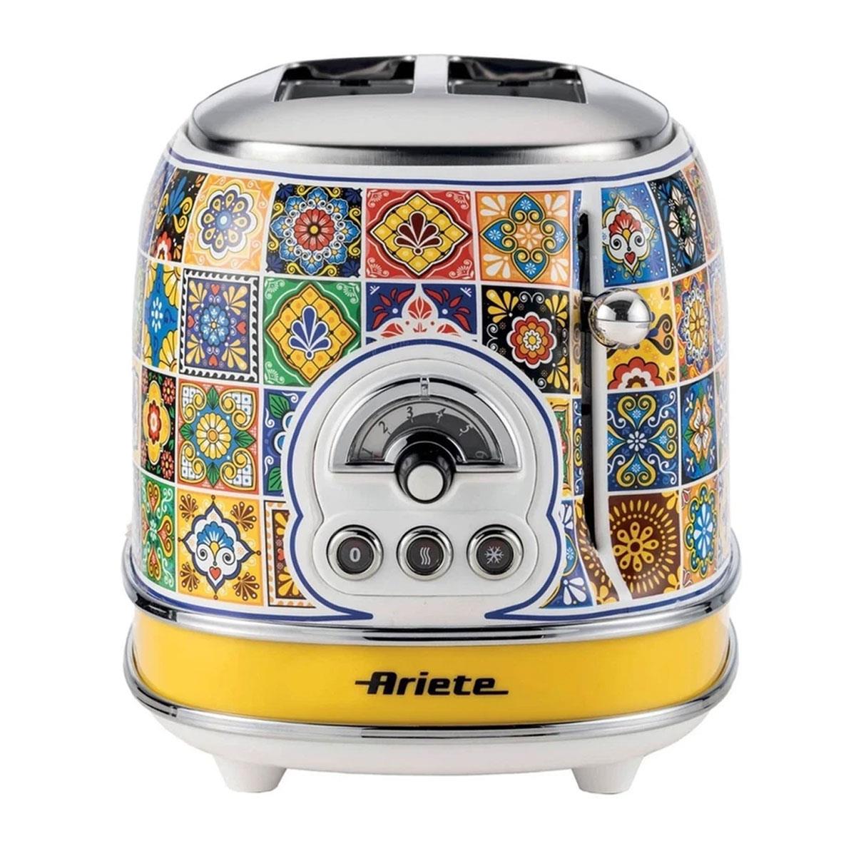 Ariete 2 Slice Positano Toaster 810W with 6 Toasting Functions Defrost Auto Eject & Removable Crumb Tray Multicolour - Image 2