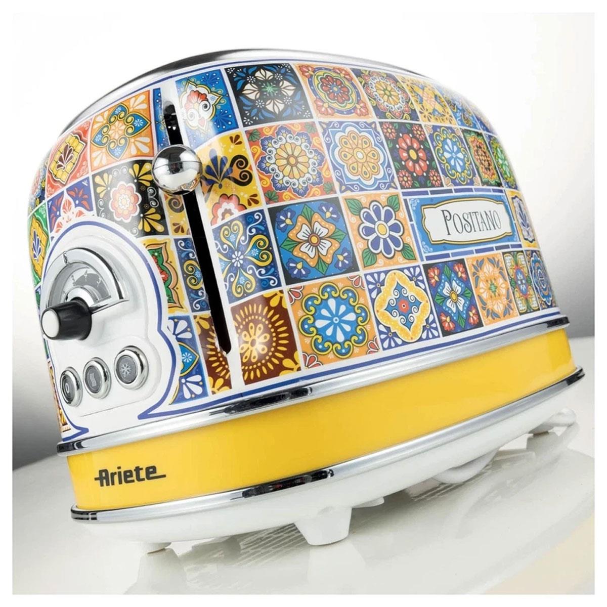 Ariete 2 Slice Positano Toaster 810W with 6 Toasting Functions Defrost Auto Eject & Removable Crumb Tray Multicolour - Image 4