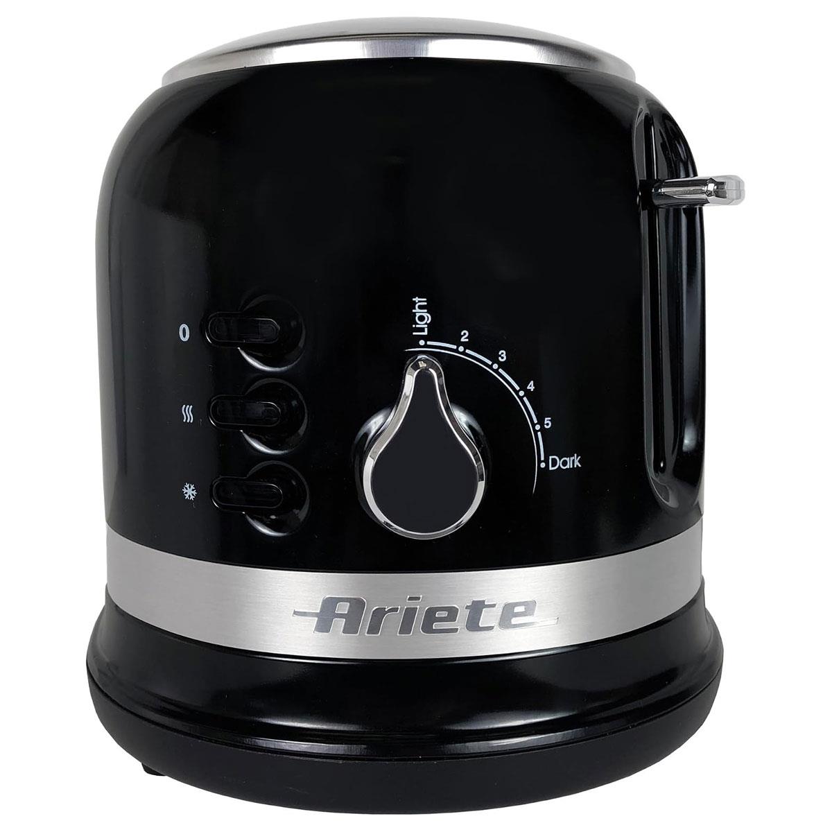 Ariete Moderna 2 Slice Toaster 815W Black with 6 Browning Levels Defrost Reheat & Cooking Functions - Image 3