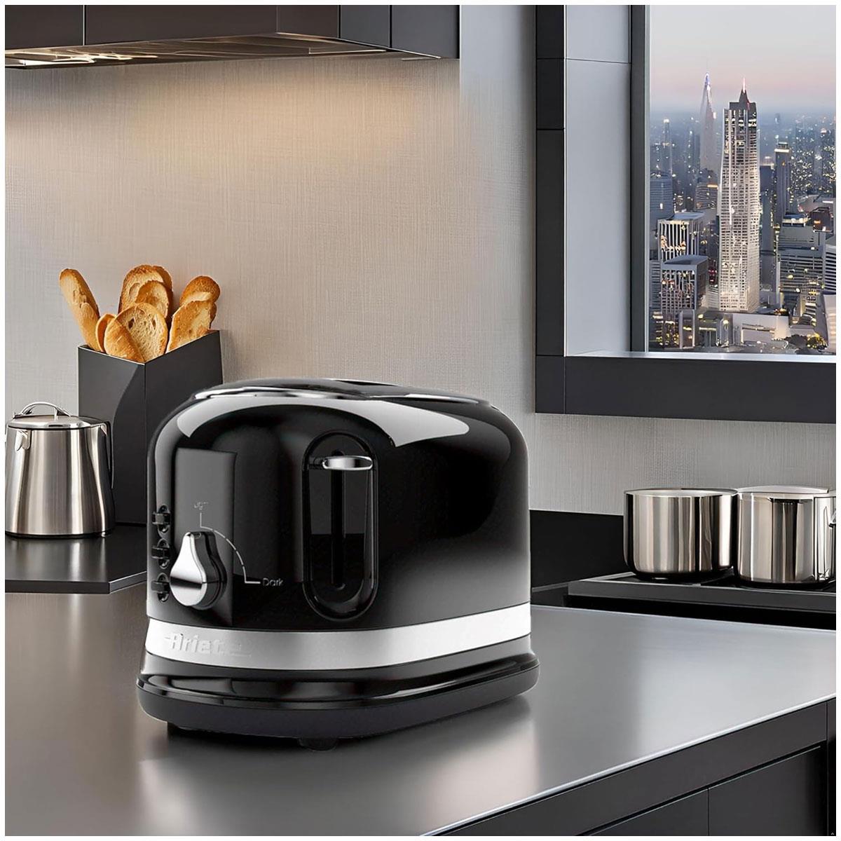 Ariete Moderna 2 Slice Toaster 815W Black with 6 Browning Levels Defrost Reheat & Cooking Functions - Image 6