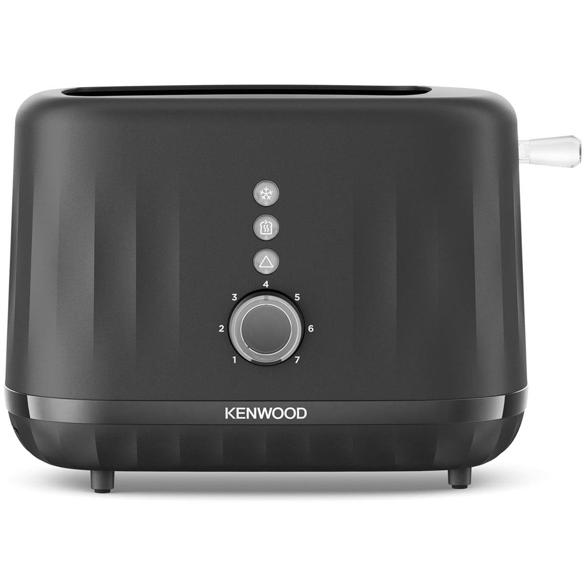 Kenwood Ripple 2 Slot Toaster 850W Midnight Black with 7 Browning Levels Defrost Reheat Cancel & Crumb Tray