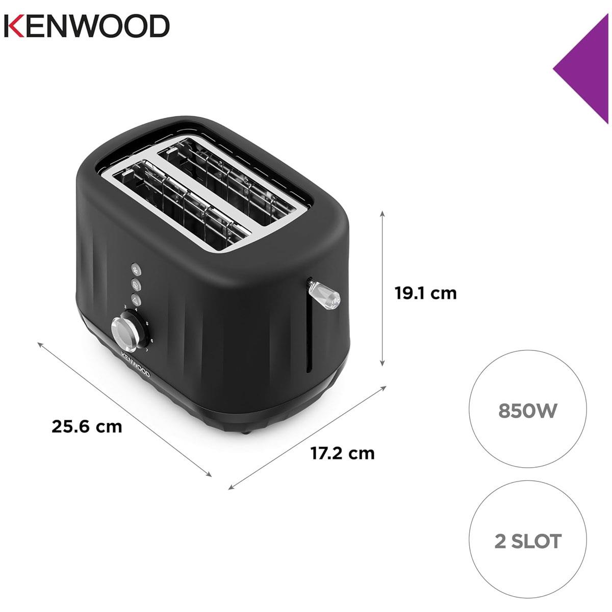 Kenwood Ripple 2 Slot Toaster 850W Midnight Black with 7 Browning Levels Defrost Reheat Cancel & Crumb Tray - Image 2