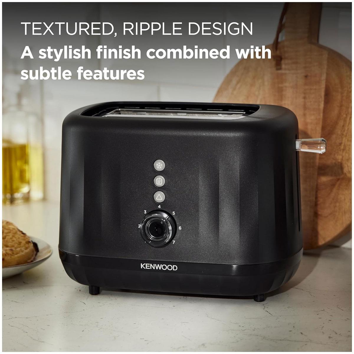 Kenwood Ripple 2 Slot Toaster 850W Midnight Black with 7 Browning Levels Defrost Reheat Cancel & Crumb Tray - Image 5