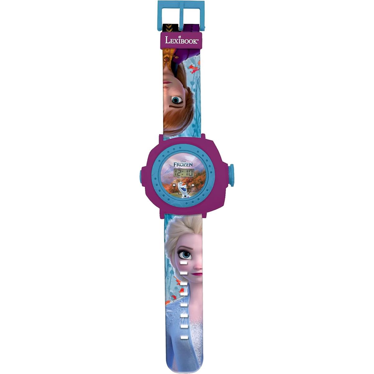 Lexibook Frozen 2 Kids Digital Projection Watch With 20 Character Images, Elsa Anna Olaf, Blue/Purple - Image 2