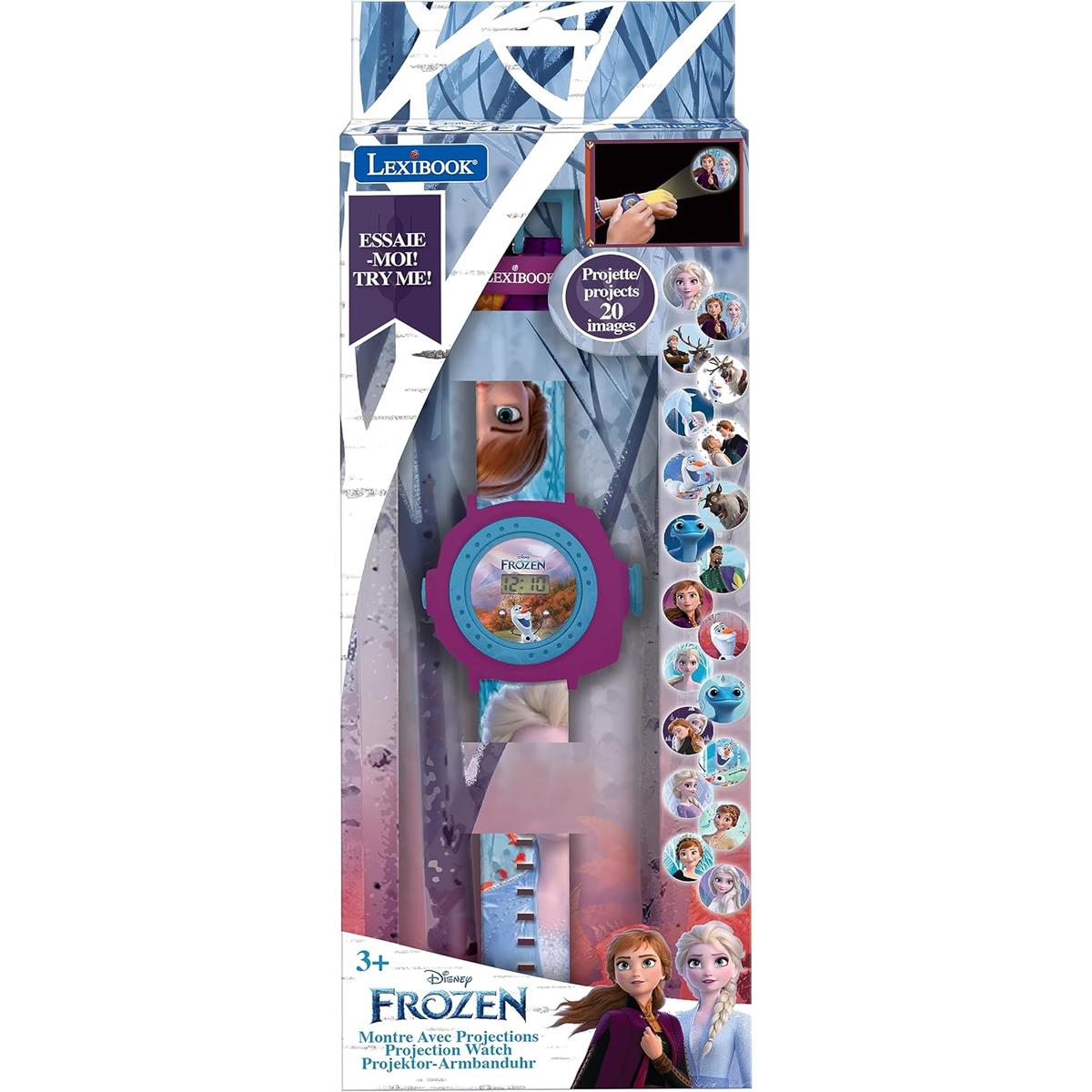 Lexibook Frozen 2 Kids Digital Projection Watch With 20 Character Images, Elsa Anna Olaf, Blue/Purple - Image 3