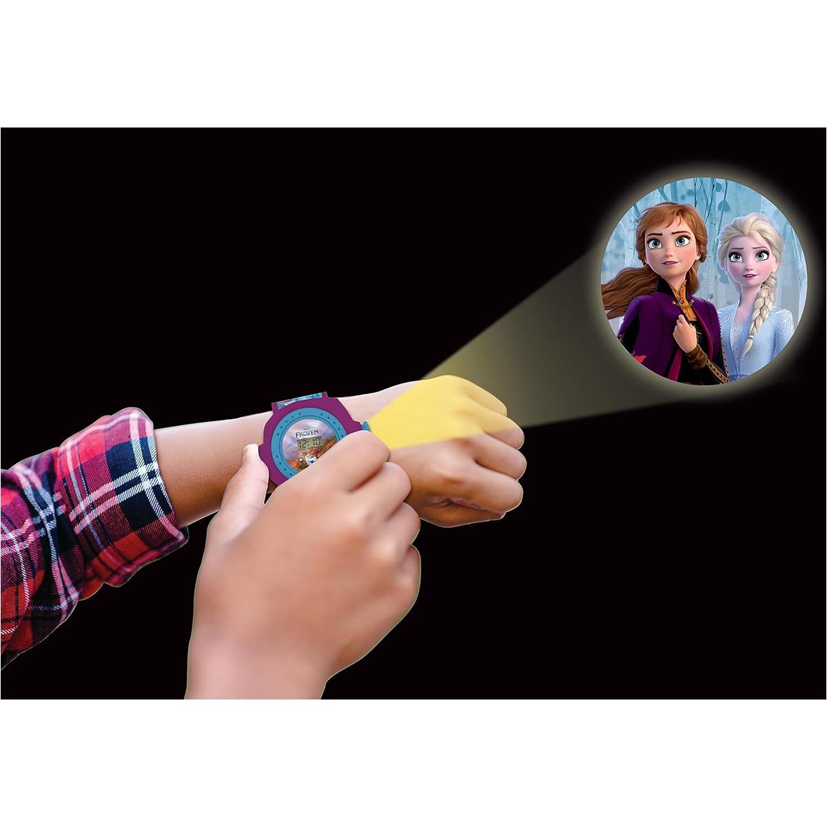 Lexibook Frozen 2 Kids Digital Projection Watch With 20 Character Images, Elsa Anna Olaf, Blue/Purple - Image 4