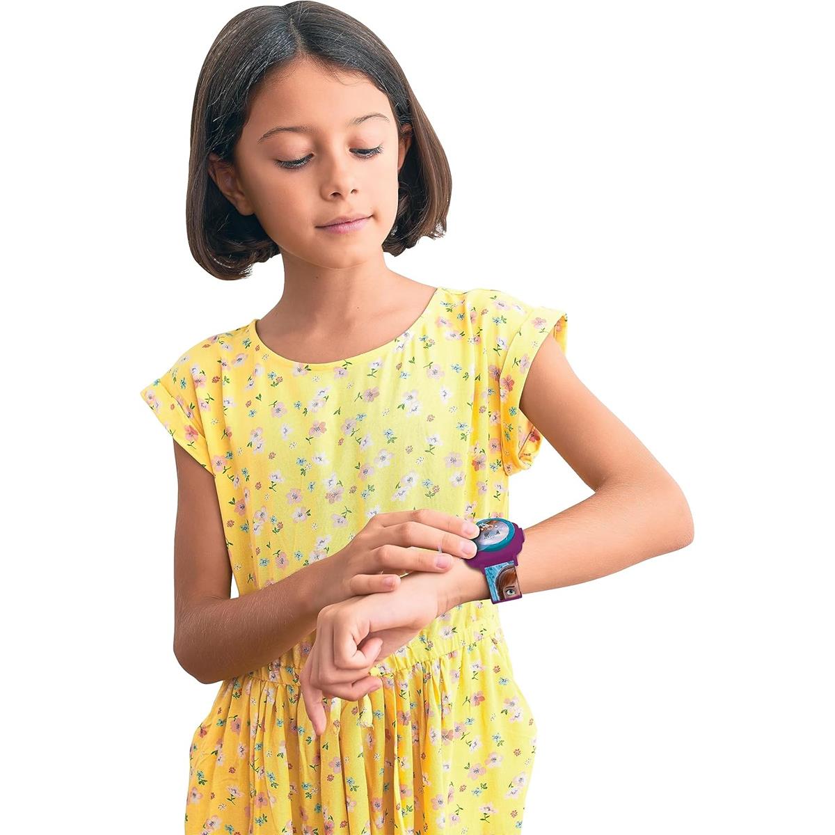 Lexibook Frozen 2 Kids Digital Projection Watch With 20 Character Images, Elsa Anna Olaf, Blue/Purple - Image 5