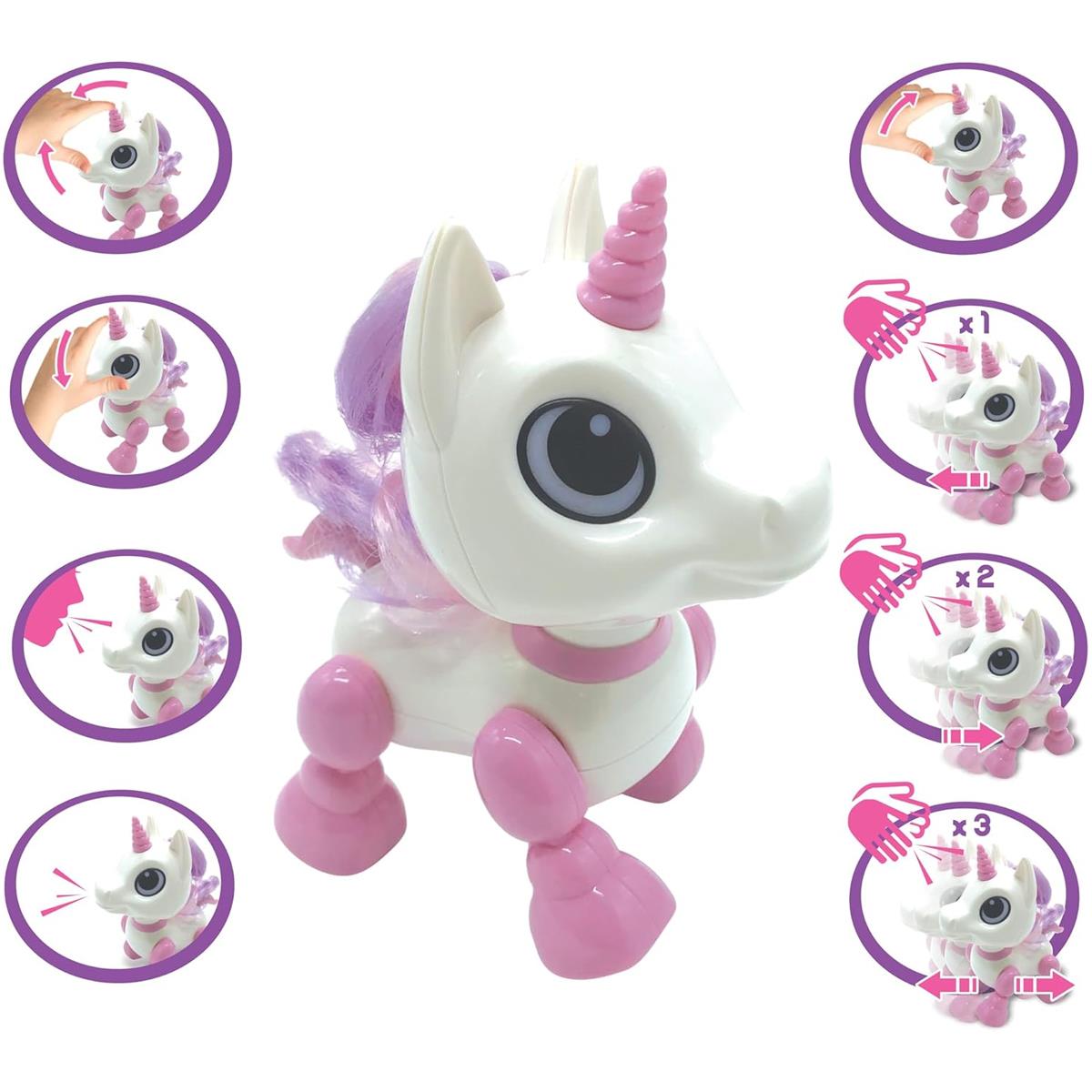 LEXIBOOK Power Unicorn Mini Robot Interactive Toy Pink White Voice Recording Dancing LED Lights - Image 4