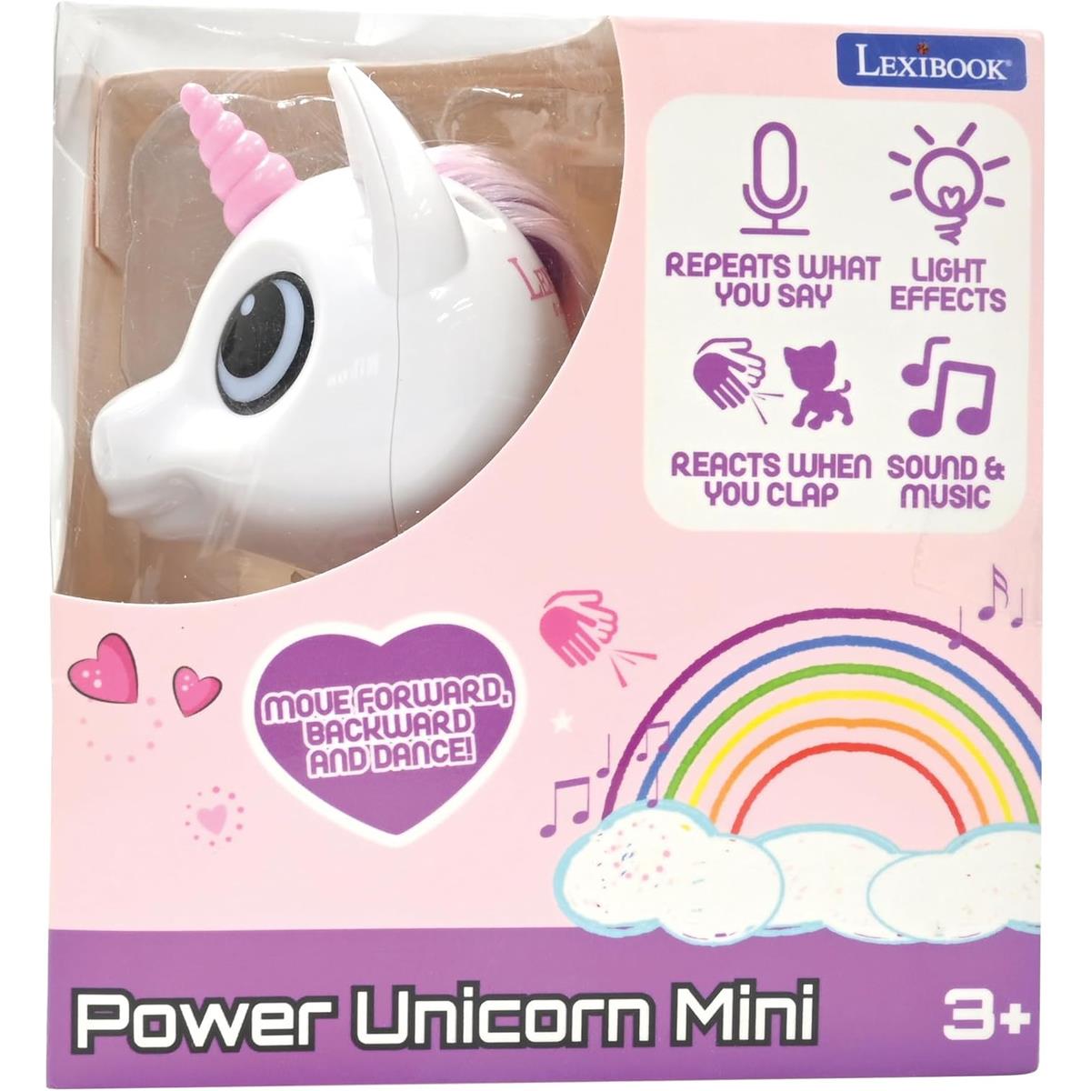 LEXIBOOK Power Unicorn Mini Robot Interactive Toy Pink White Voice Recording Dancing LED Lights - Image 6