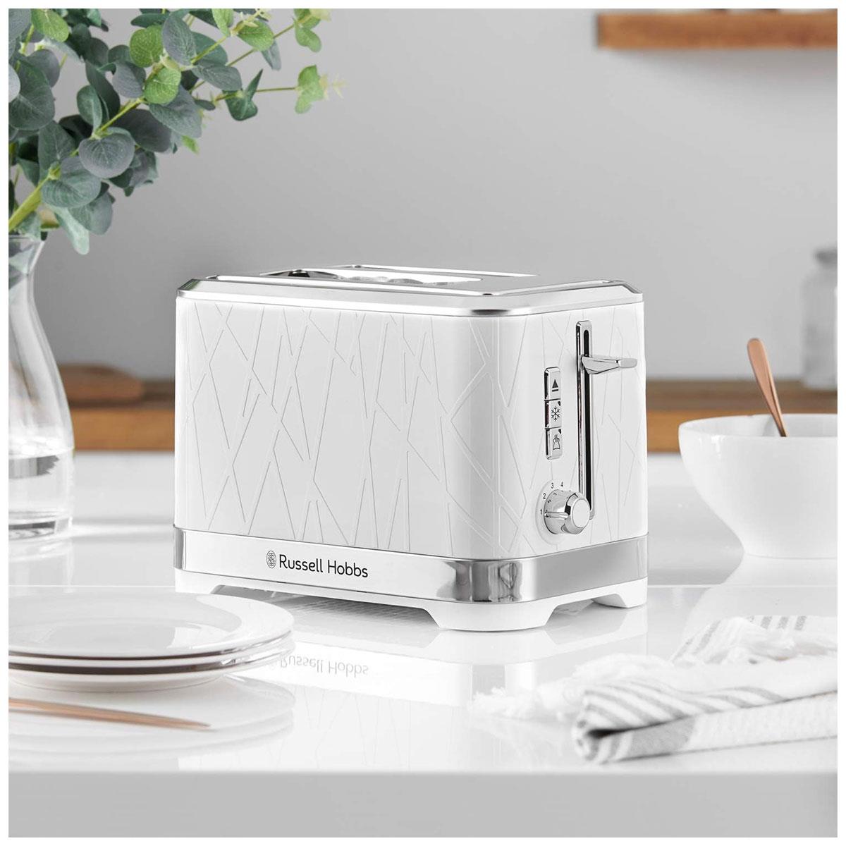 Russell Hobbs Structure 2 Slice Toaster White with Lift & Look 6 Browning Levels Defrost Reheat & Cancel - Image 7