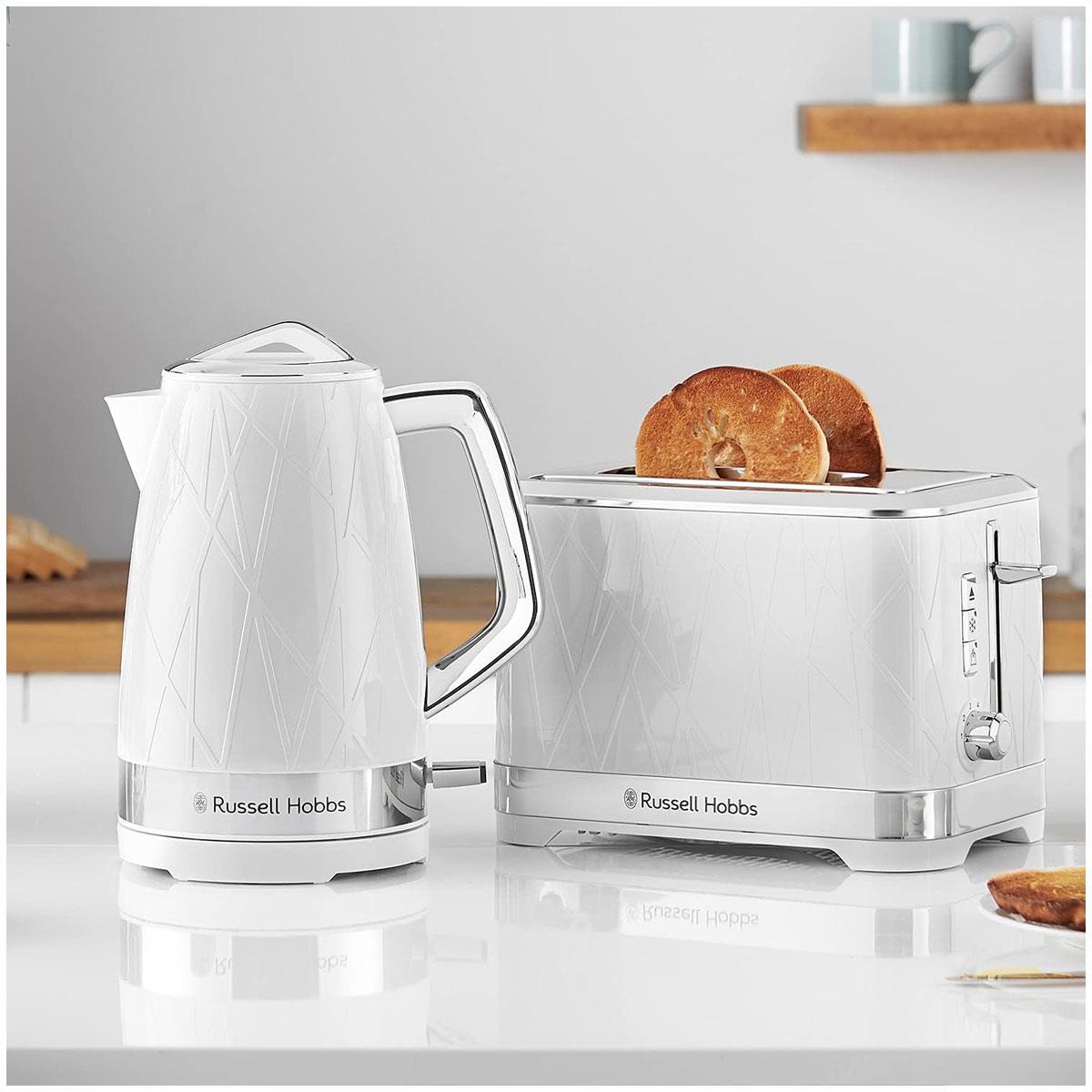 Russell Hobbs Structure 2 Slice Toaster White with Lift & Look 6 Browning Levels Defrost Reheat & Cancel - Image 8
