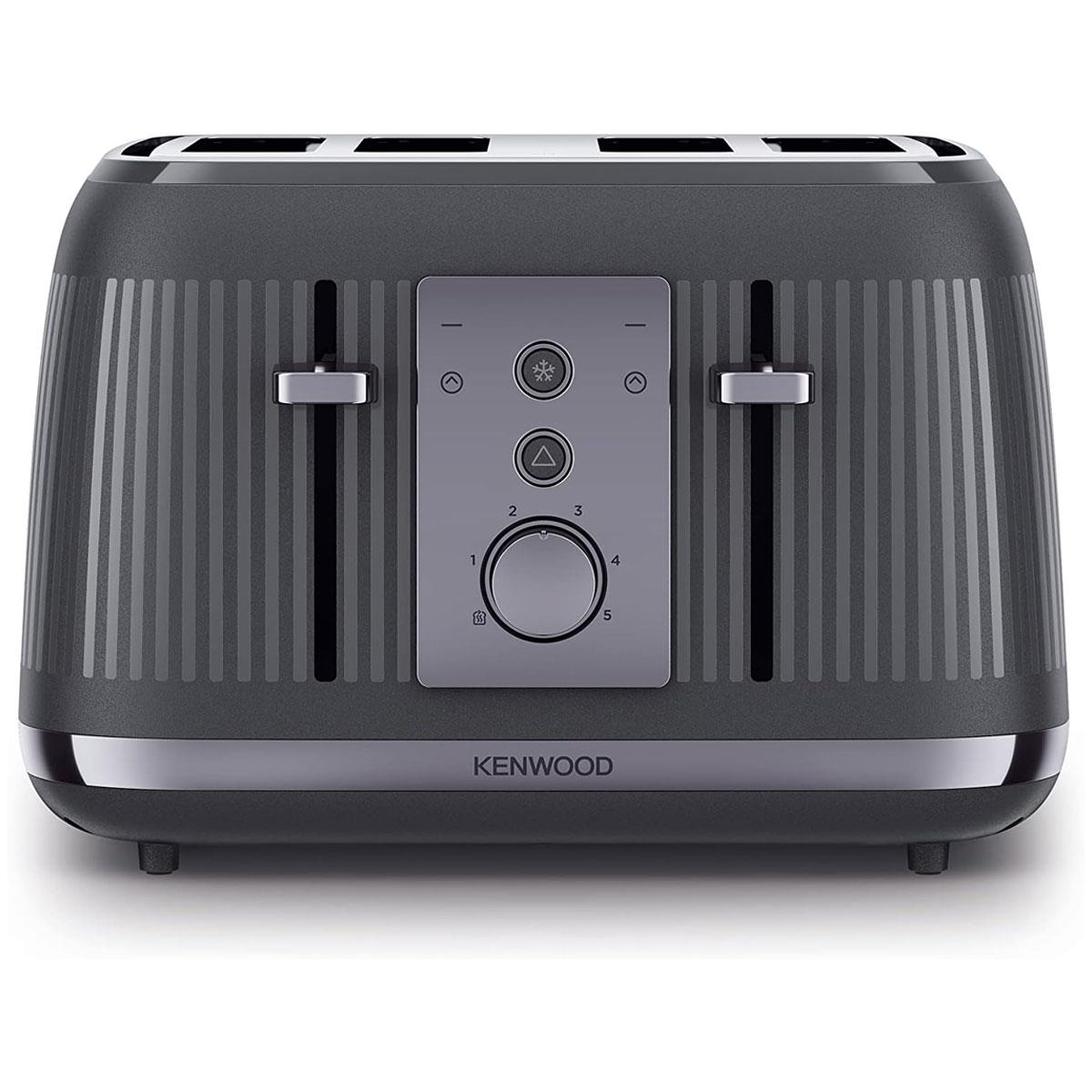 Kenwood Dusk 4 Slot Toaster 1800W Slate Grey with 5 Browning Levels Defrost Reheat Bagel & Cancel Functions