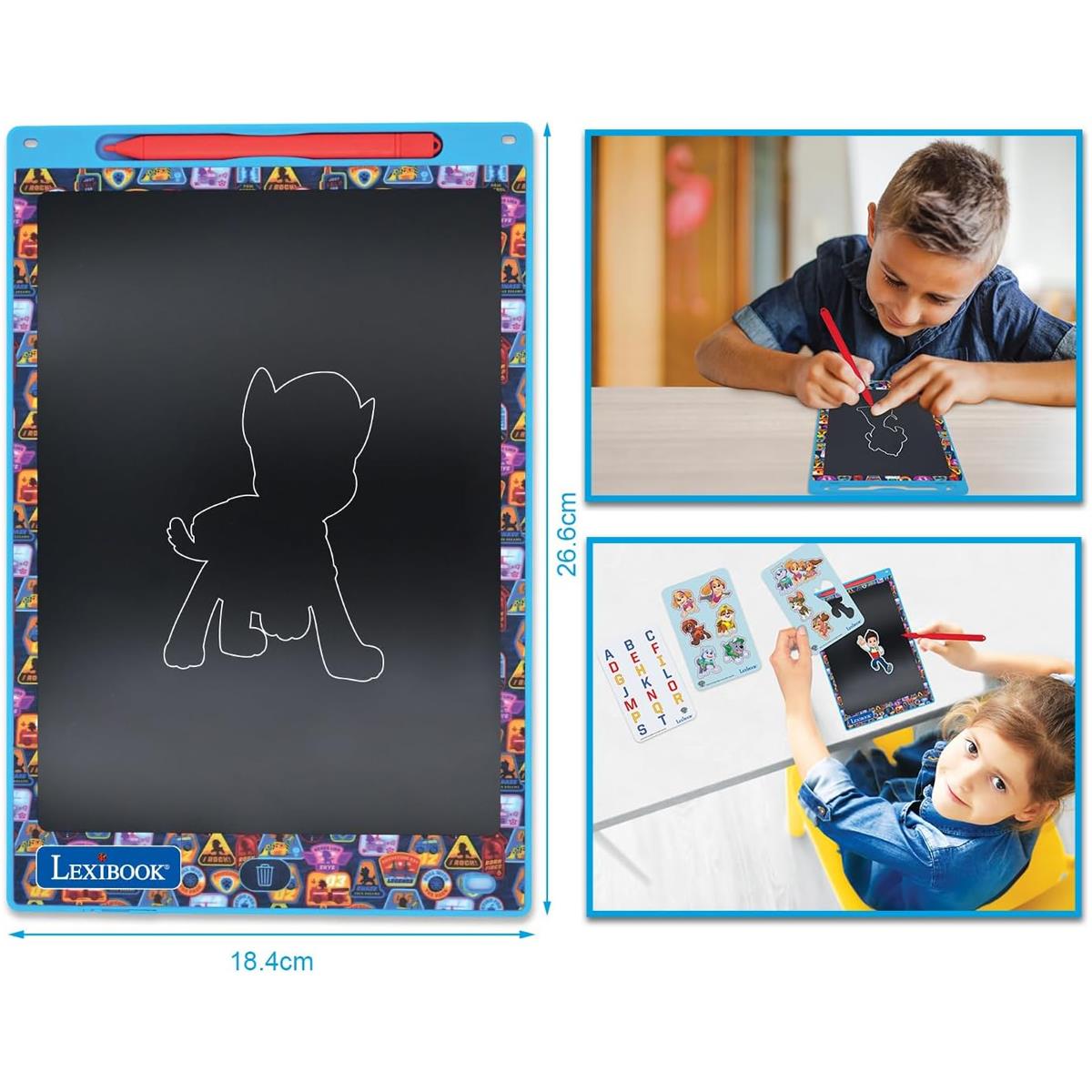LEXIBOOK Paw Patrol Magic Slate Electronic Drawing Tablet With Stylus And 6 Learning Stencils - Image 3