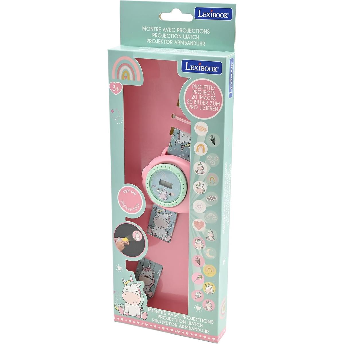 LEXIBOOK Unicorn Projection Watch Digital Kids Watch With 20 Image Projector Pink Adjustable Strap - Image 3