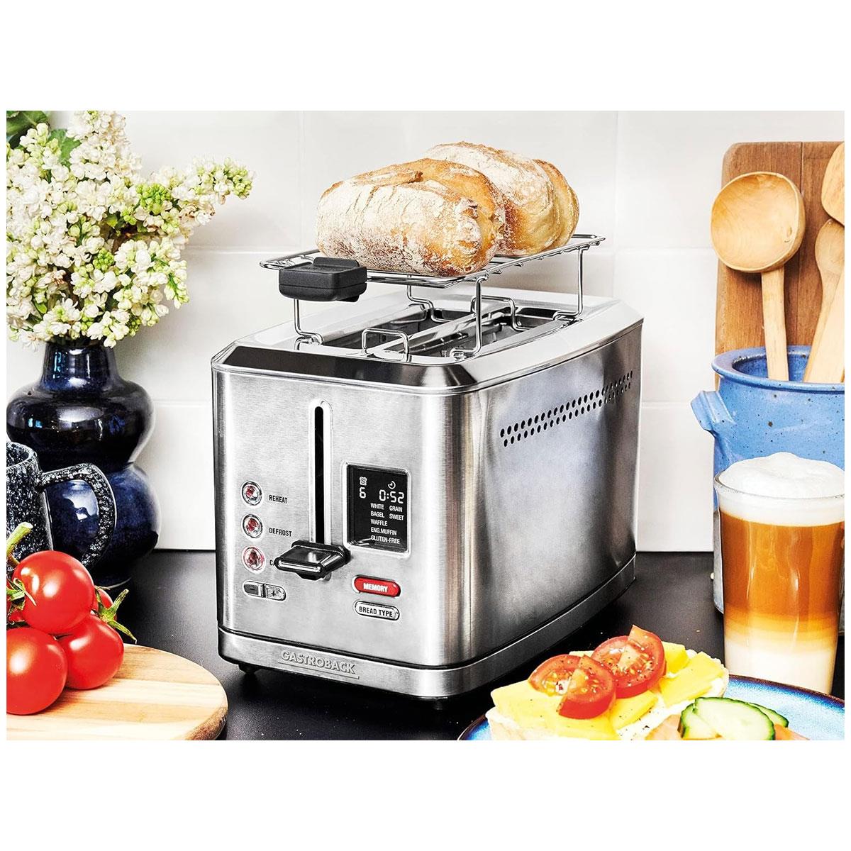Gastroback Design Digital 2 Slice Toaster 950W Stainless Steel with LCD Display 7 Browning Levels Defrost & Reheat - Image 2