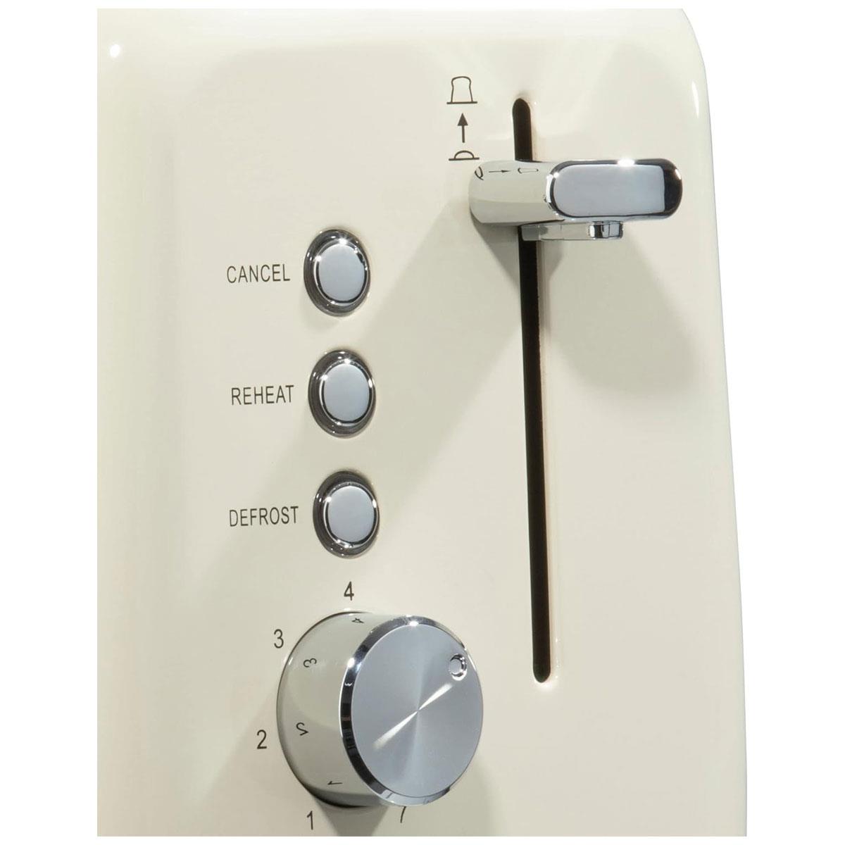 Daewoo Kensington 2 Slice Toaster 810W Cream Stainless Steel with 6 Browning Levels Defrost & Reheat - Image 5