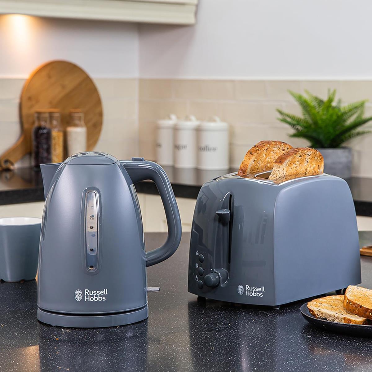 Russell Hobbs Textures Electric Jug Kettle 1.7L 3000W Grey Fast Boil Cordless Perfect Pour Spout - Image 7