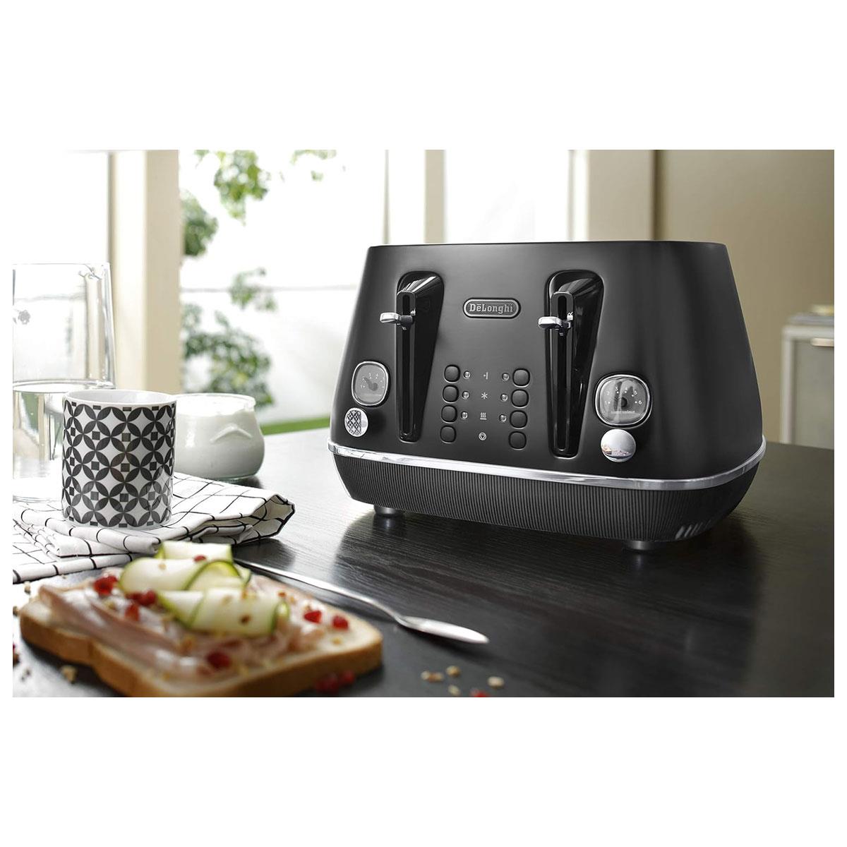 Delonghi Distinta X 4 Slice Toaster 1800W Black Stainless Steel with 6 Browning Levels & Bagel - Image 4