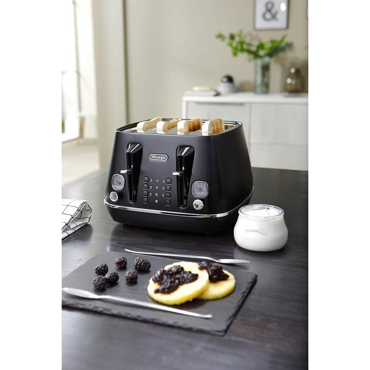 Delonghi Distinta X 4 Slice Toaster 1800W Black Stainless Steel with 6 Browning Levels & Bagel - Image 5