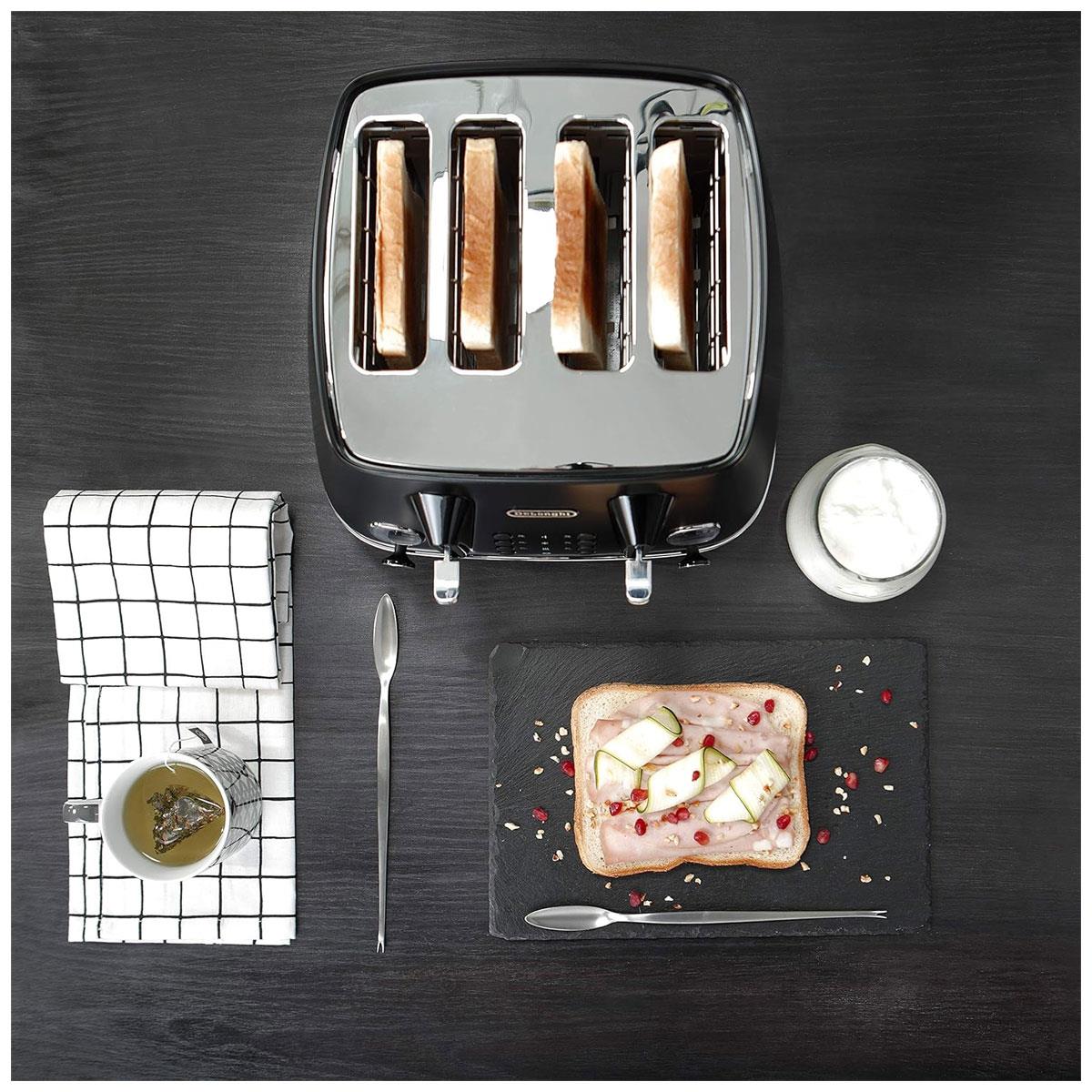 Delonghi Distinta X 4 Slice Toaster 1800W Black Stainless Steel with 6 Browning Levels & Bagel - Image 8
