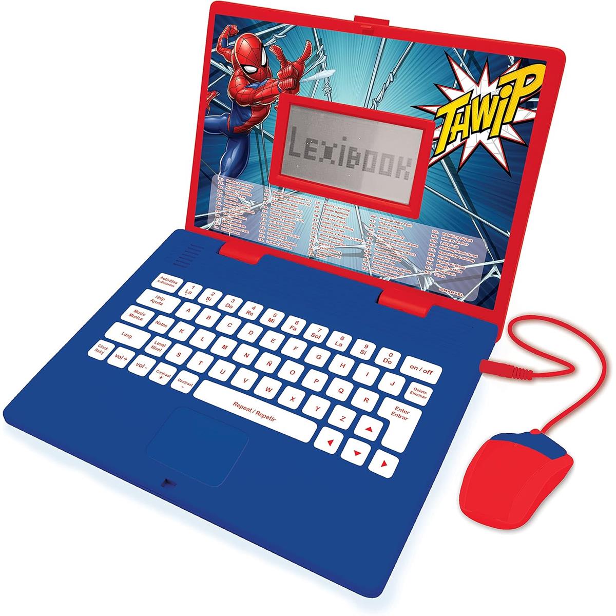 LEXIBOOK Spider-Man Educational Laptop Bilingual Spanish English Learning Computer With 124 Activities