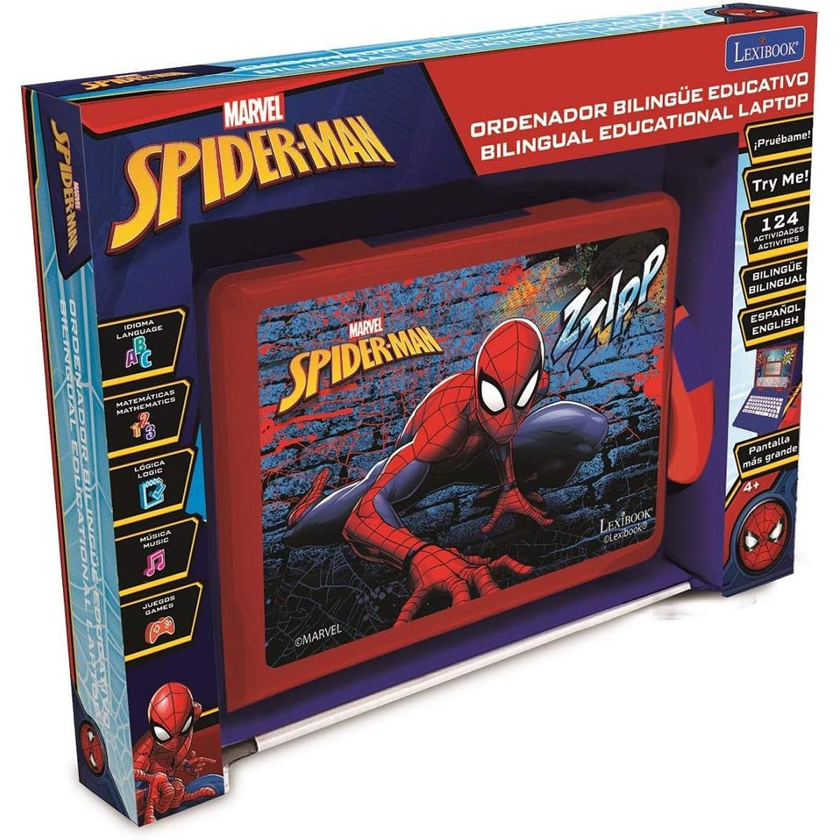LEXIBOOK Spider-Man Educational Laptop Bilingual Spanish English Learning Computer With 124 Activities - Image 4