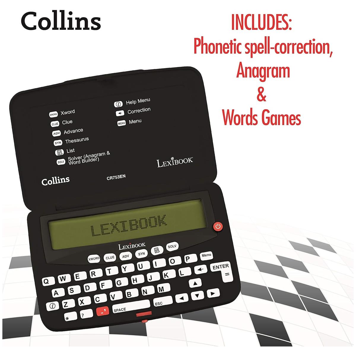 LEXIBOOK Collins Crossword Solver Electronic Crossword Dictionary With Anagram Solver And Spell Correction - Image 3