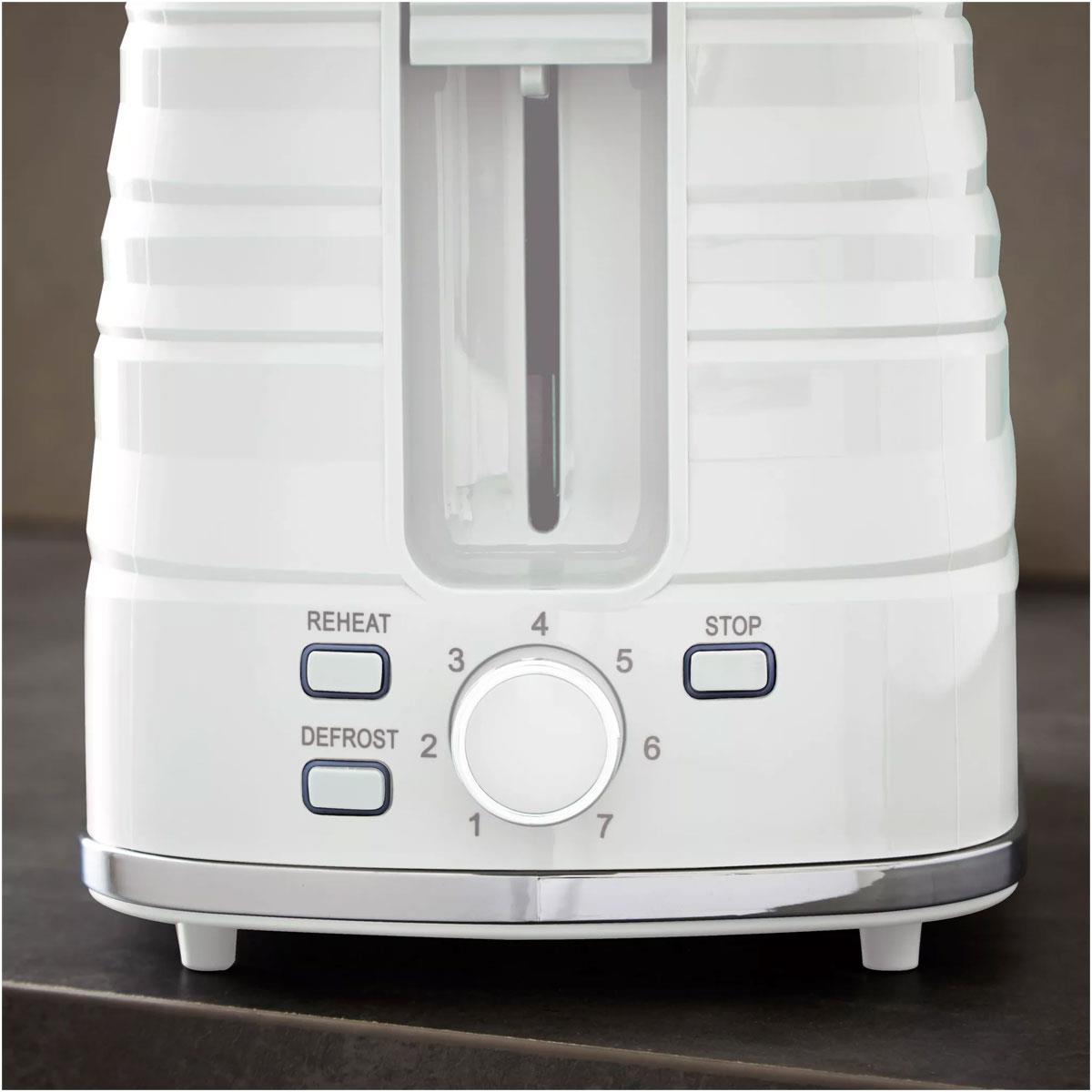 Swan Symphony 2 Slice Toaster 930W White with 7 Browning Levels Defrost Reheat Cancel & High Lift - Image 3