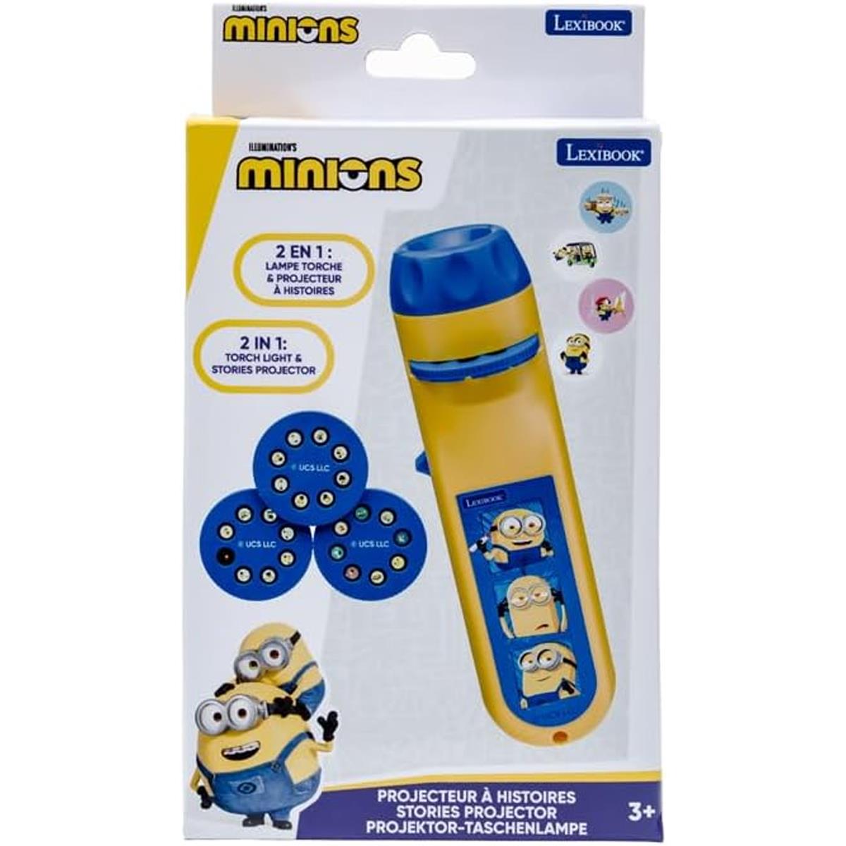 LEXIBOOK Minions Story Projector, 2-In-1 Torch And Image Projector With 24 Pictures, Includes 3 Discs, Yellow/Blue - Image 5