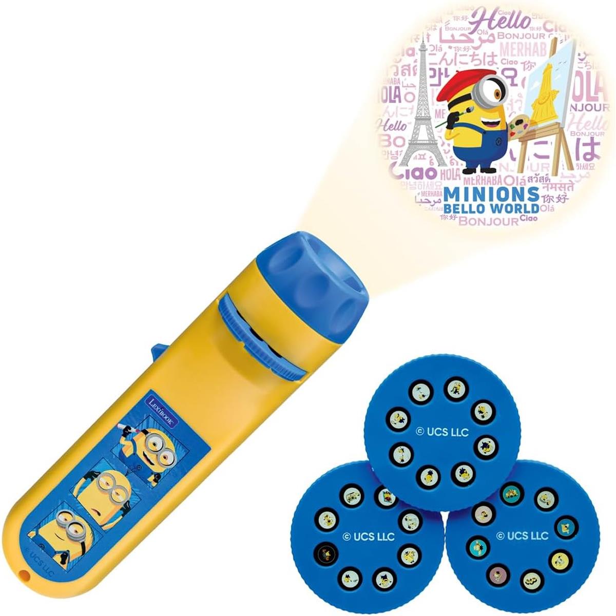LEXIBOOK Minions Story Projector, 2-In-1 Torch And Image Projector With 24 Pictures, Includes 3 Discs, Yellow/Blue - Image 6