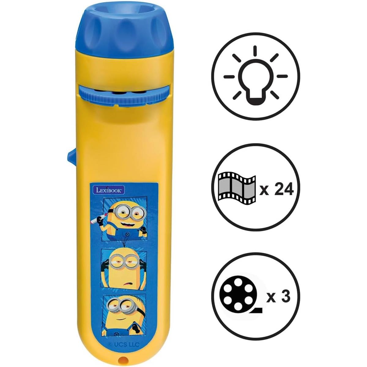LEXIBOOK Minions Story Projector, 2-In-1 Torch And Image Projector With 24 Pictures, Includes 3 Discs, Yellow/Blue - Image 8