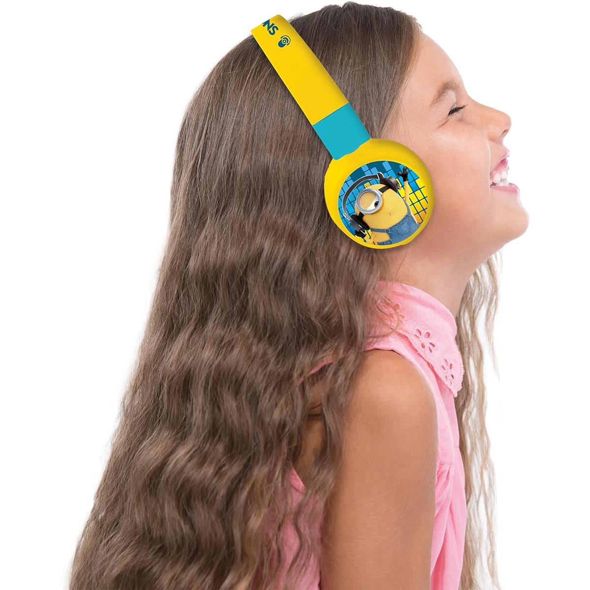 LEXIBOOK Minions Bluetooth Headphones, Wireless And Wired, 85dB Kids Safe, Foldable, Adjustable, Microphone, Yellow - Image 5