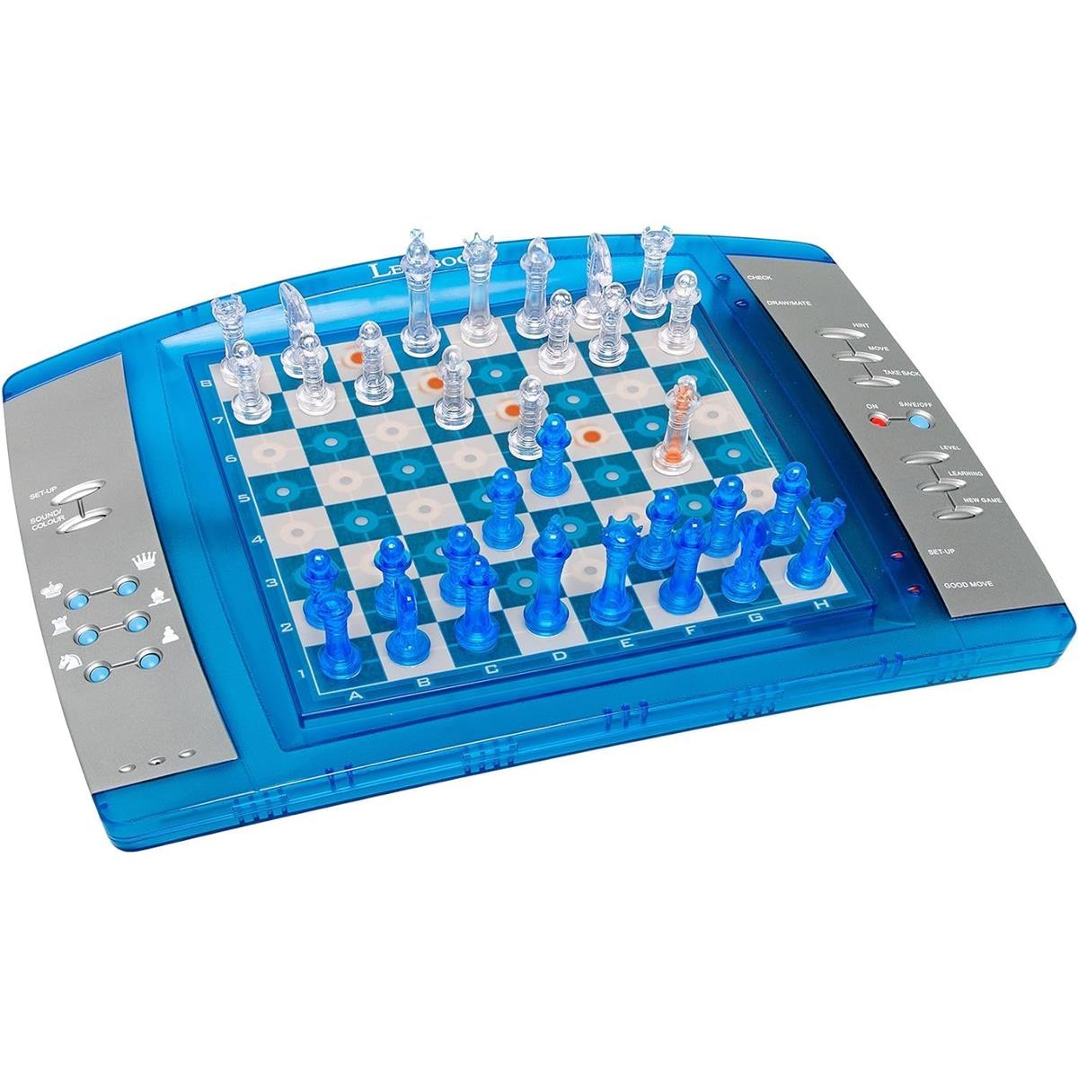 LEXIBOOK ChessLight Electronic Chess Game, Touch Sensitive Board, 64 Levels, LED Lights, Chess Computer, Blue/Yellow