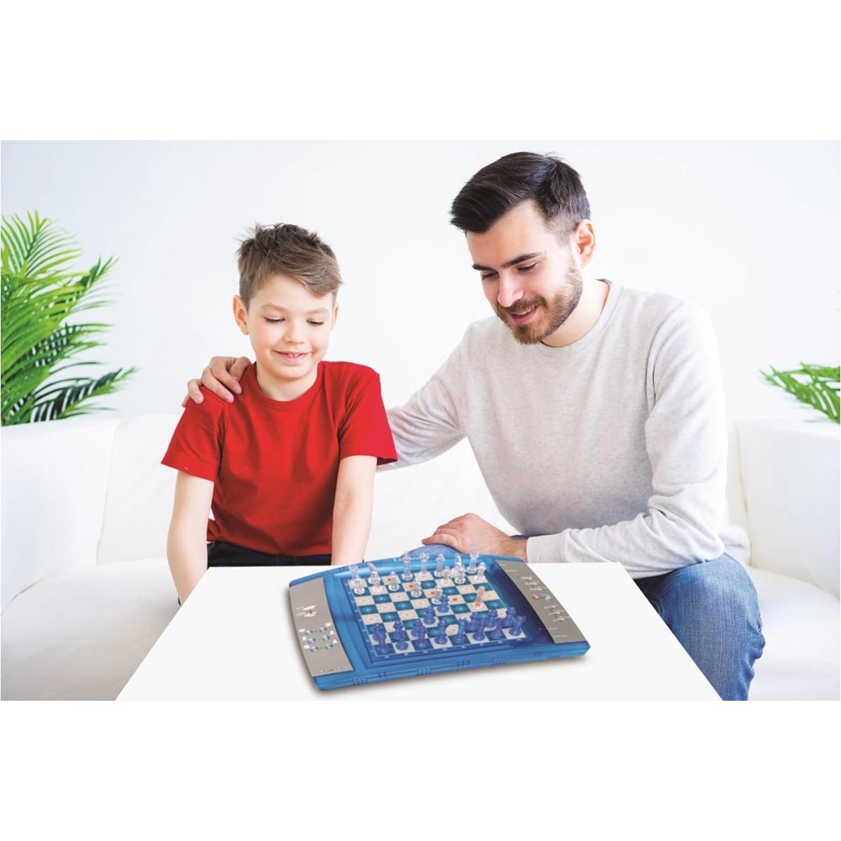 LEXIBOOK ChessLight Electronic Chess Game, Touch Sensitive Board, 64 Levels, LED Lights, Chess Computer, Blue/Yellow - Image 2