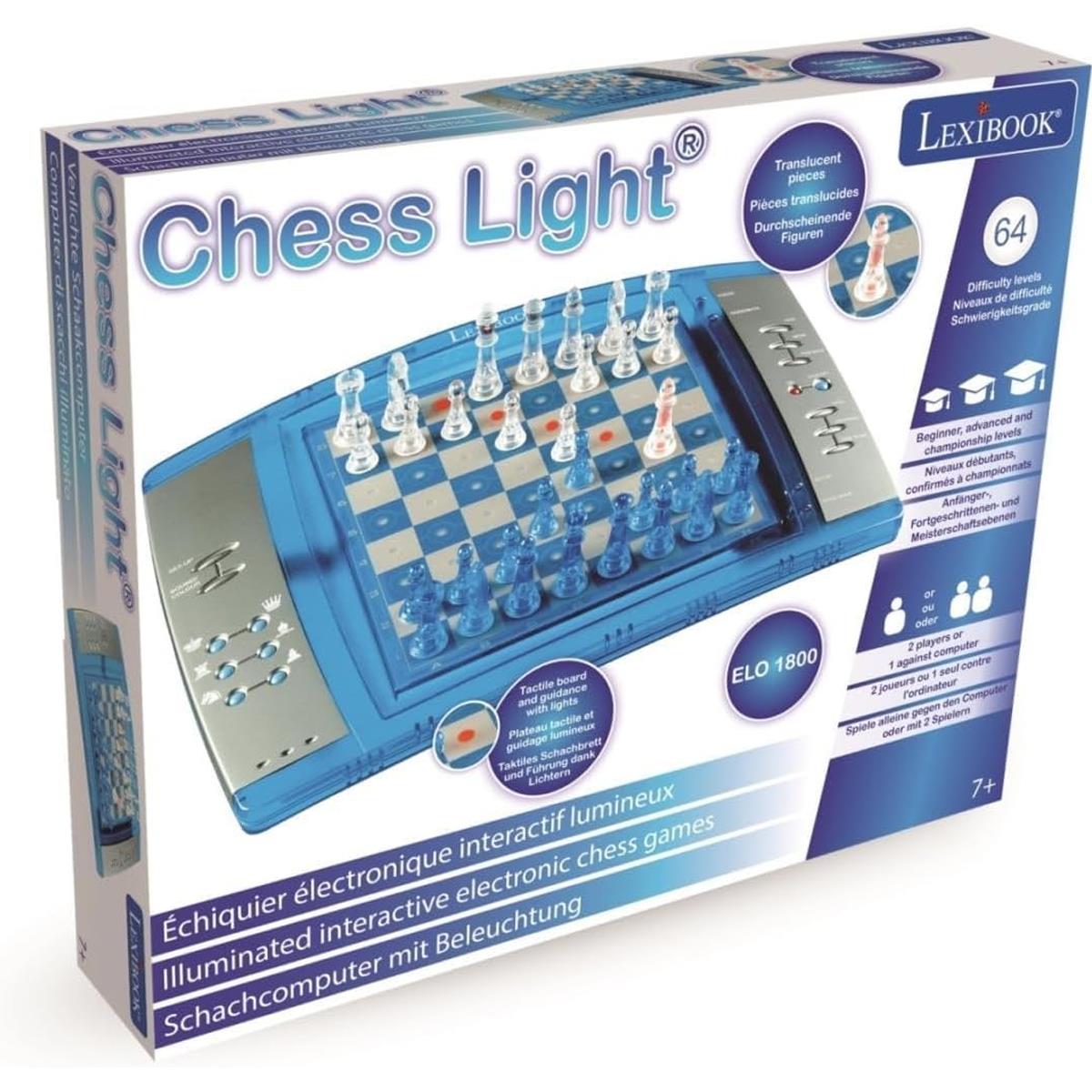LEXIBOOK ChessLight Electronic Chess Game, Touch Sensitive Board, 64 Levels, LED Lights, Chess Computer, Blue/Yellow - Image 4