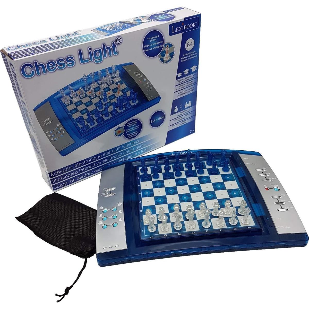 LEXIBOOK ChessLight Electronic Chess Game, Touch Sensitive Board, 64 Levels, LED Lights, Chess Computer, Blue/Yellow - Image 7