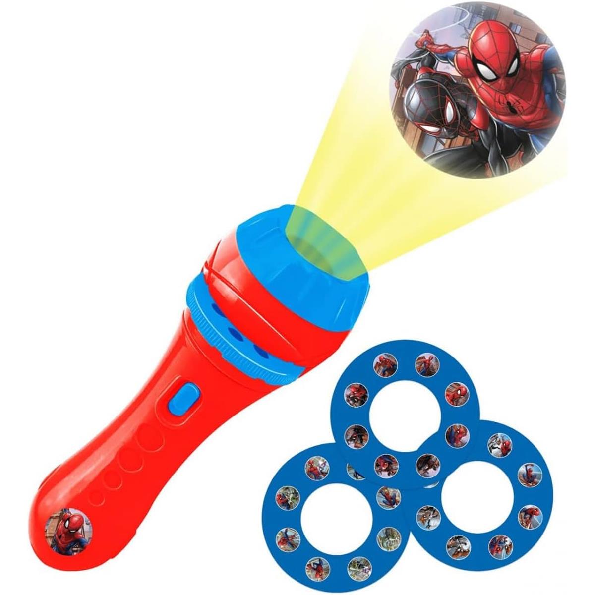 LEXIBOOK Spider-Man Story Projector, 2-In-1 LED Torch And Image Projector With 24 Pictures, Includes 3 Discs, White