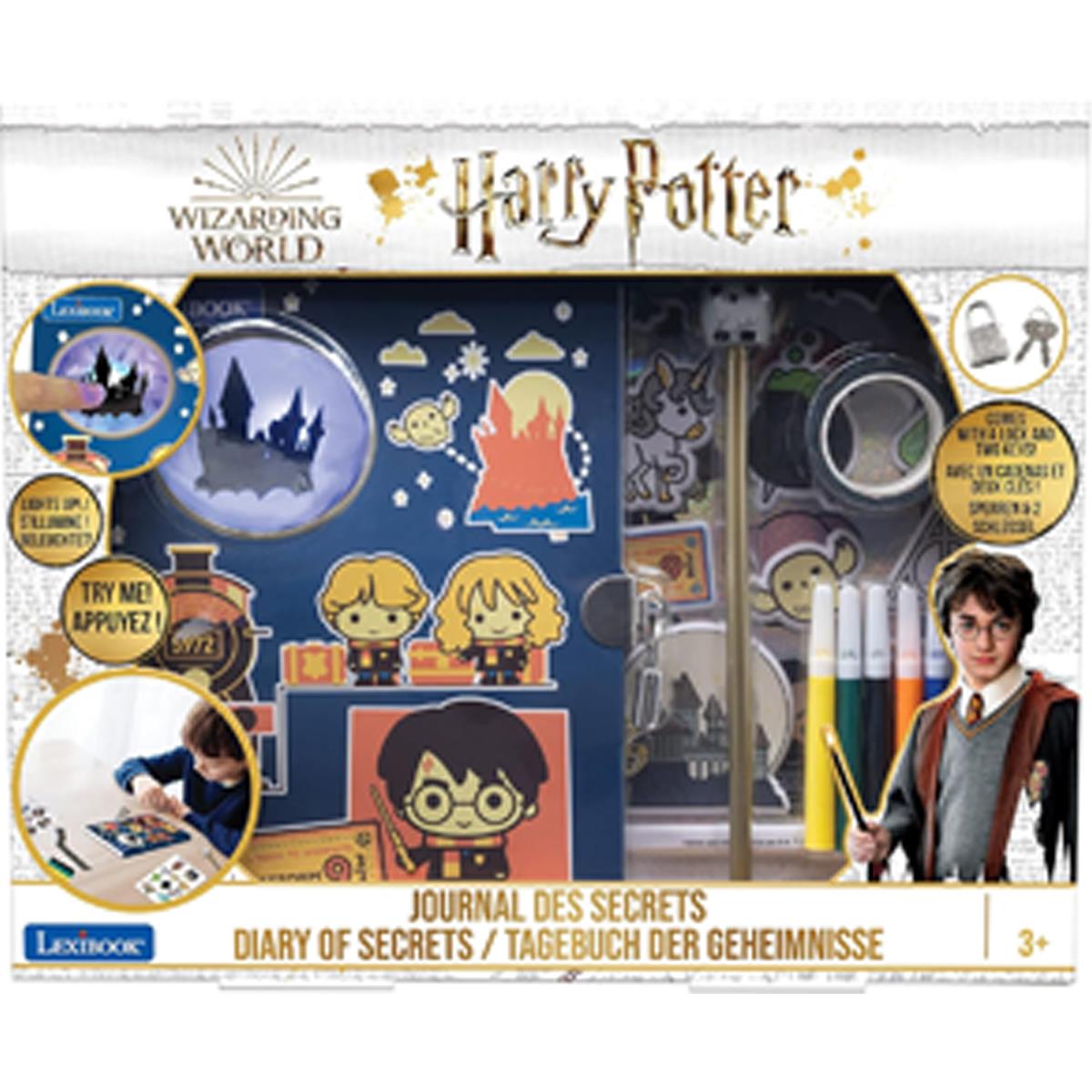 LEXIBOOK Harry Potter Electronic Secret Diary, 100 Pages, Light Effects, Padlock And Keys, Pen, Stickers, Blue - Image 5