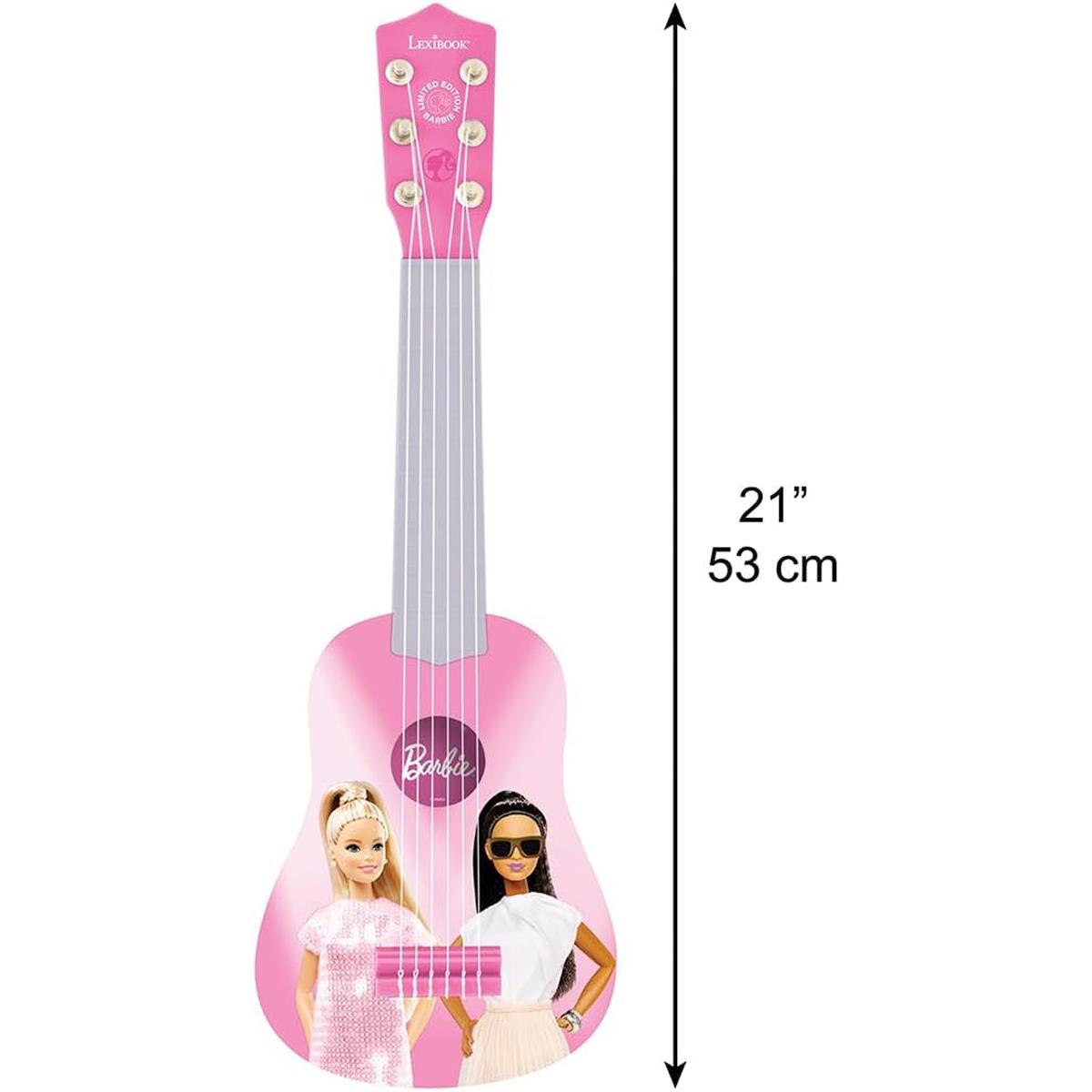 LEXIBOOK Barbie My First Guitar, 53cm (21") Kids Guitar, 6 Nylon Strings, Learning Guide Included, Pink - Image 3