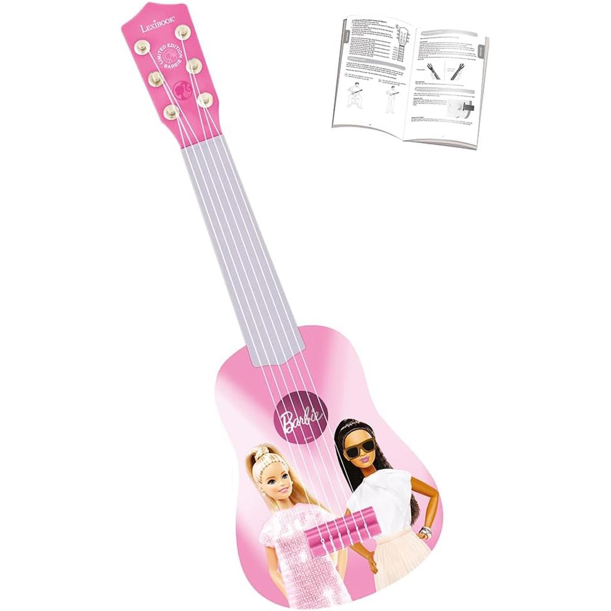 LEXIBOOK Barbie My First Guitar, 53cm (21") Kids Guitar, 6 Nylon Strings, Learning Guide Included, Pink - Image 6