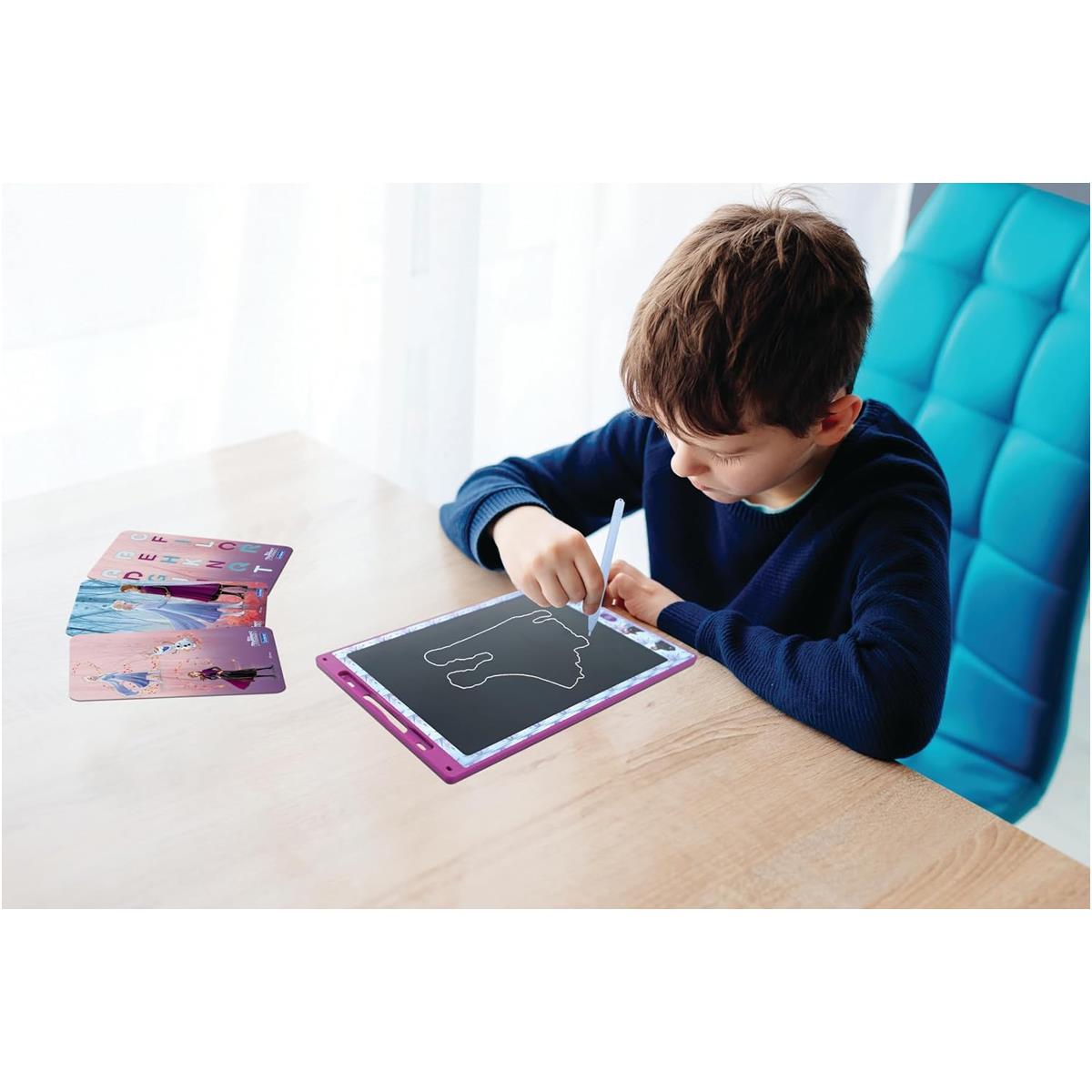 LEXIBOOK Frozen Magic Slate, 28cm LCD Drawing Tablet, Stylus, 6 Stencils, Erase Lock, Blue/Purple - Image 2