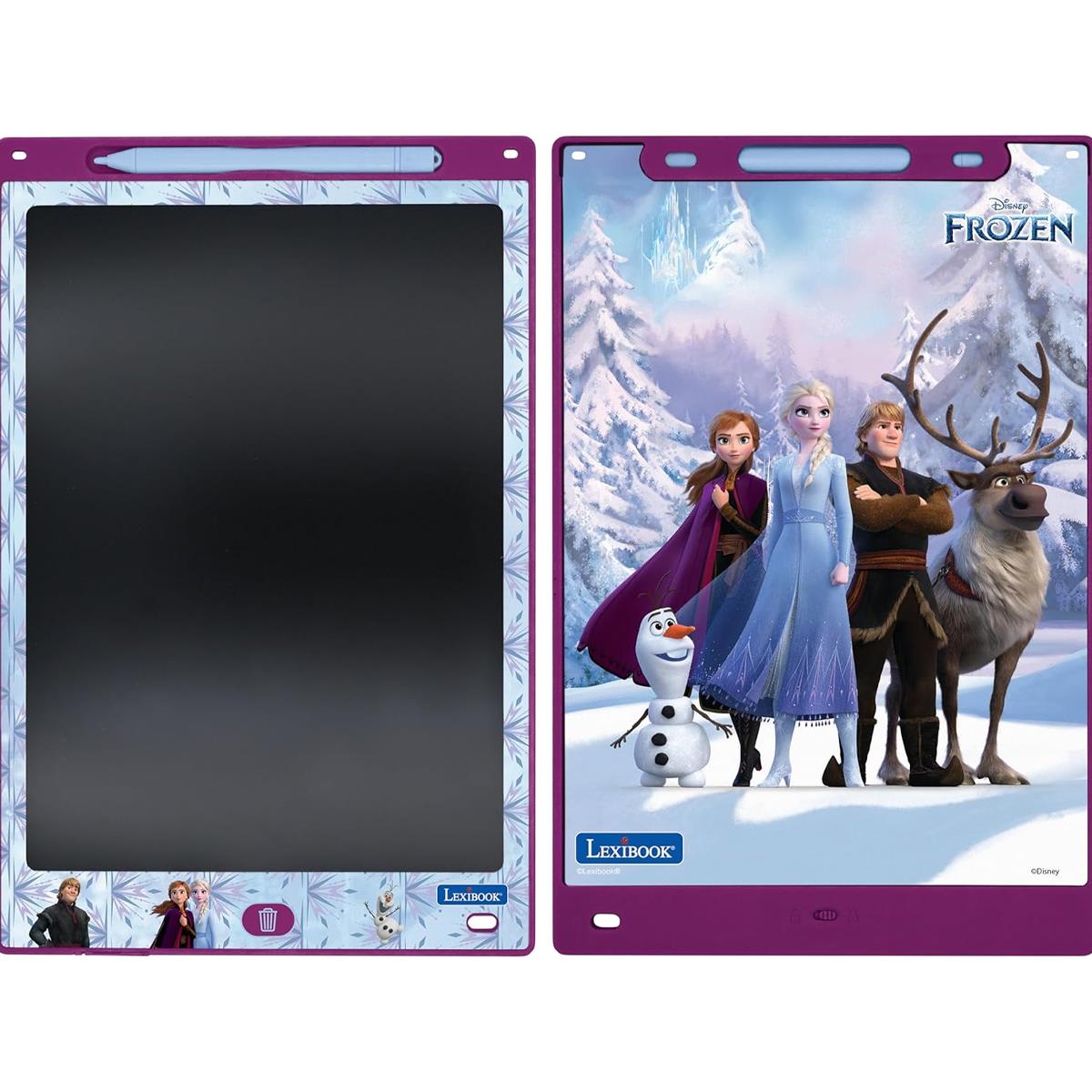 LEXIBOOK Frozen Magic Slate, 28cm LCD Drawing Tablet, Stylus, 6 Stencils, Erase Lock, Blue/Purple - Image 4